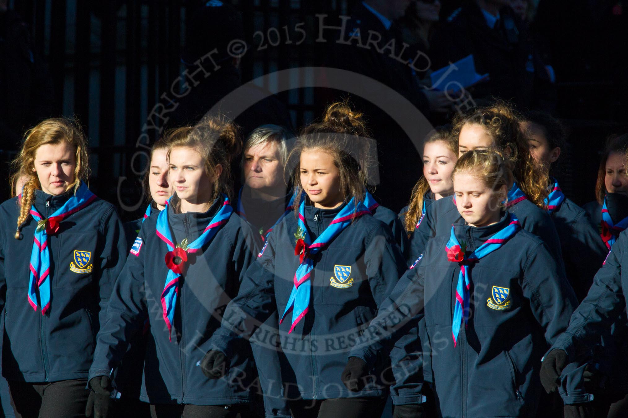 Remembrance Sunday Cenotaph March Past 2013: M50 - Girlguiding London & South East England..
Press stand opposite the Foreign Office building, Whitehall, London SW1,
London,
Greater London,
United Kingdom,
on 10 November 2013 at 12:15, image #2265