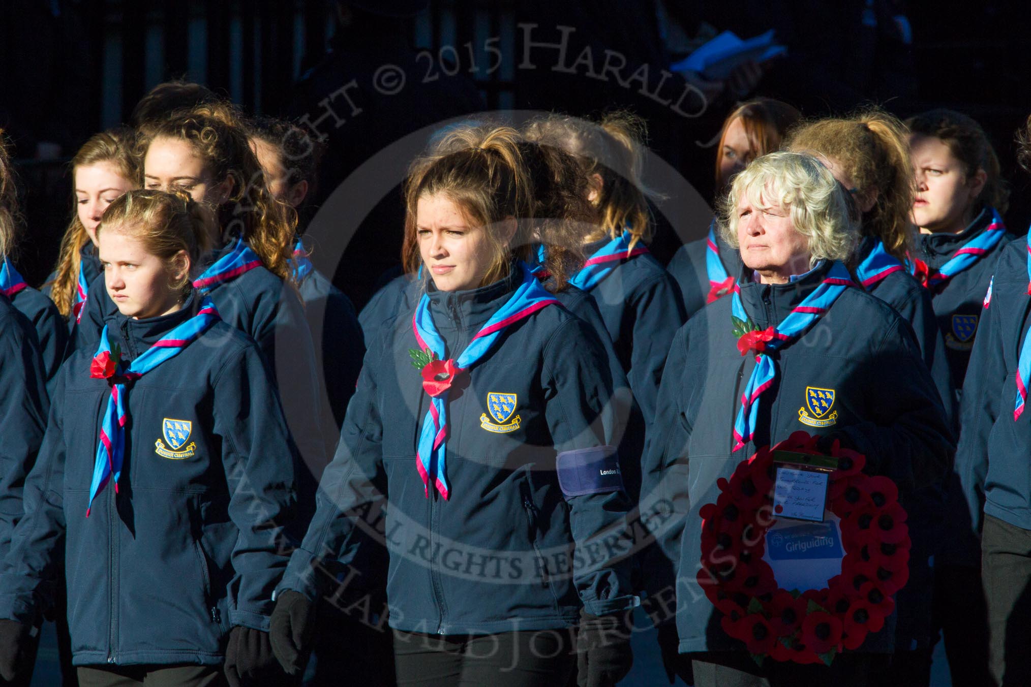 Remembrance Sunday Cenotaph March Past 2013: M50 - Girlguiding London & South East England..
Press stand opposite the Foreign Office building, Whitehall, London SW1,
London,
Greater London,
United Kingdom,
on 10 November 2013 at 12:15, image #2268