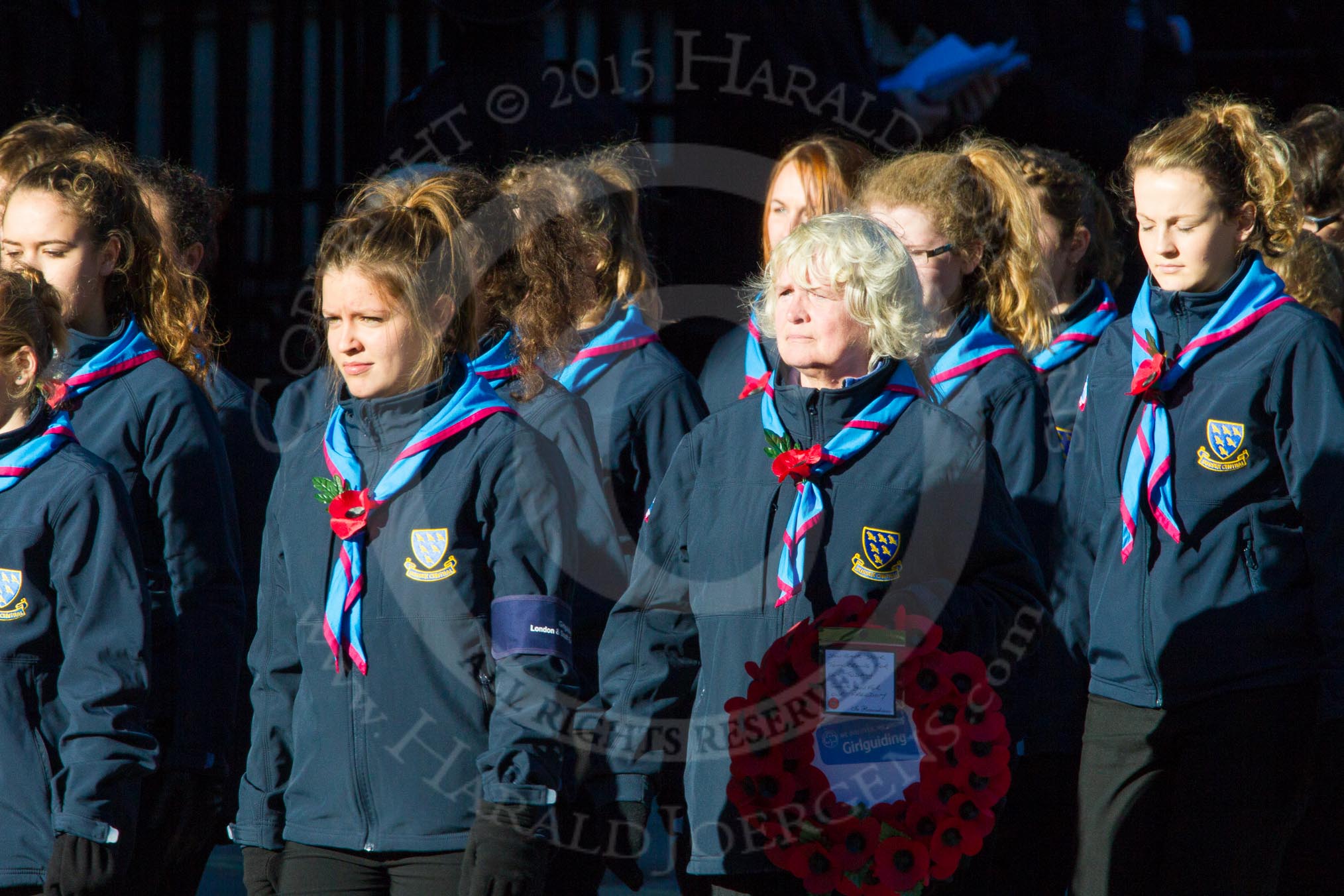 Remembrance Sunday Cenotaph March Past 2013: M50 - Girlguiding London & South East England..
Press stand opposite the Foreign Office building, Whitehall, London SW1,
London,
Greater London,
United Kingdom,
on 10 November 2013 at 12:15, image #2269