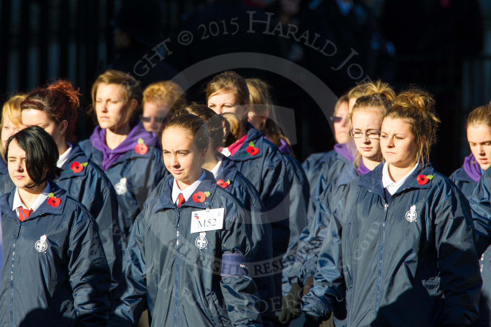 Remembrance Sunday Cenotaph March Past 2013: M52 - Girls Brigade England & Wales..
Press stand opposite the Foreign Office building, Whitehall, London SW1,
London,
Greater London,
United Kingdom,
on 10 November 2013 at 12:15, image #2287