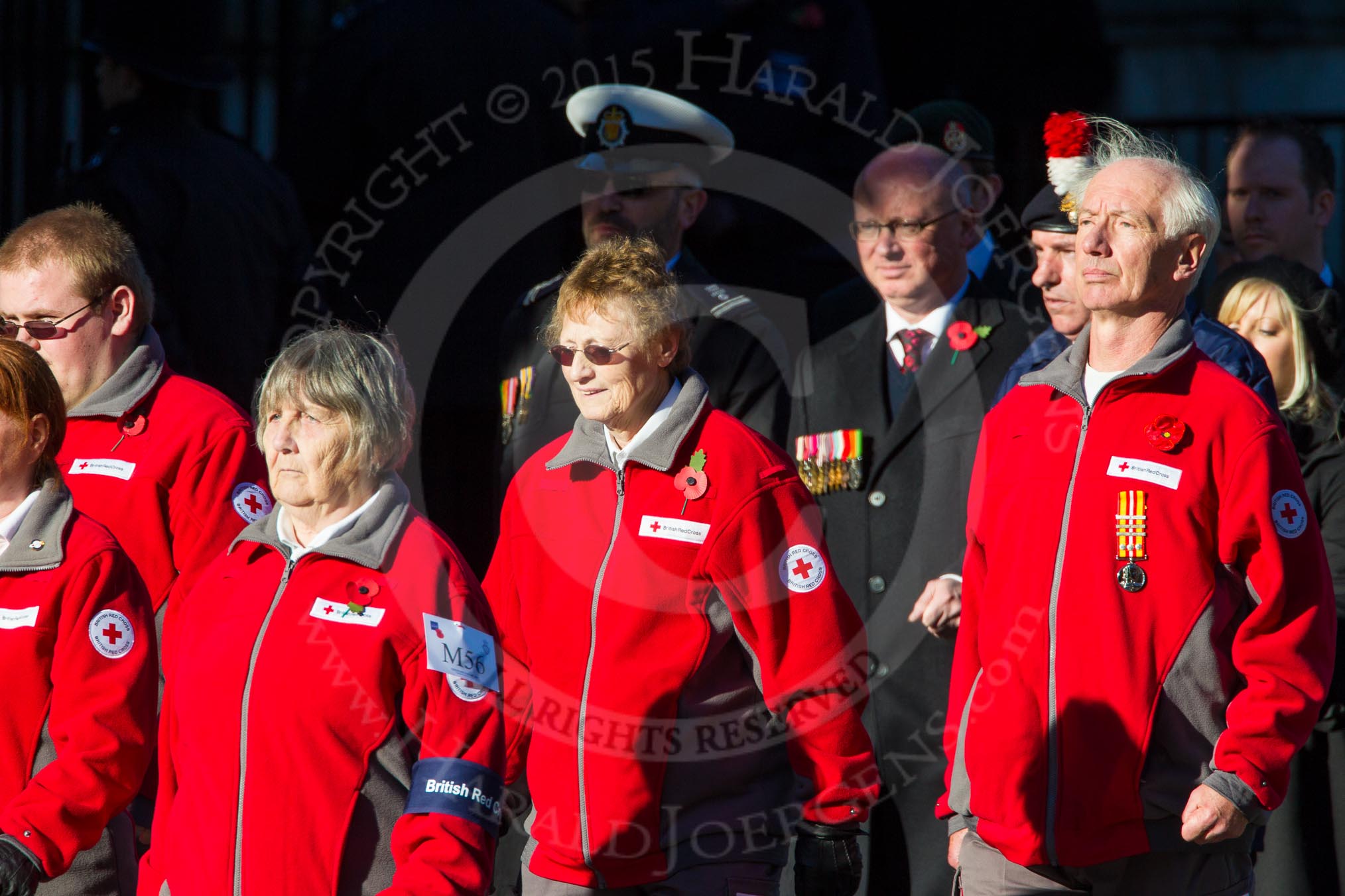 Remembrance Sunday Cenotaph March Past 2013: M56 - British Red Cross..
Press stand opposite the Foreign Office building, Whitehall, London SW1,
London,
Greater London,
United Kingdom,
on 10 November 2013 at 12:16, image #2328