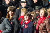 Remembrance Sunday Cenotaph March Past 2013: D1 - War Widows Association. The War Widows' Association exisits to improve the conditions of all War Widow/ers in the United Kingdom. The Association formed in 1971 following an article in a Sunday newspaper that highlighted the plight of Britain’s “forgotten women”. The Association gained charitable status in 1991 and continues to campaign against injustice..
Press stand opposite the Foreign Office building, Whitehall, London SW1,
London,
Greater London,
United Kingdom,
on 10 November 2013 at 11:38, image #29