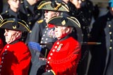 Remembrance Sunday Cenotaph March Past 2013: D30 - Royal Hospital Chelsea, the Chelsea Pensioners, here Sergeant Major Pearse Lally..
Press stand opposite the Foreign Office building, Whitehall, London SW1,
London,
Greater London,
United Kingdom,
on 10 November 2013 at 11:43, image #276