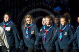 Remembrance Sunday Cenotaph March Past 2013: M50 - Girlguiding London & South East England..
Press stand opposite the Foreign Office building, Whitehall, London SW1,
London,
Greater London,
United Kingdom,
on 10 November 2013 at 12:15, image #2263
