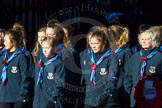Remembrance Sunday Cenotaph March Past 2013: M50 - Girlguiding London & South East England..
Press stand opposite the Foreign Office building, Whitehall, London SW1,
London,
Greater London,
United Kingdom,
on 10 November 2013 at 12:15, image #2267