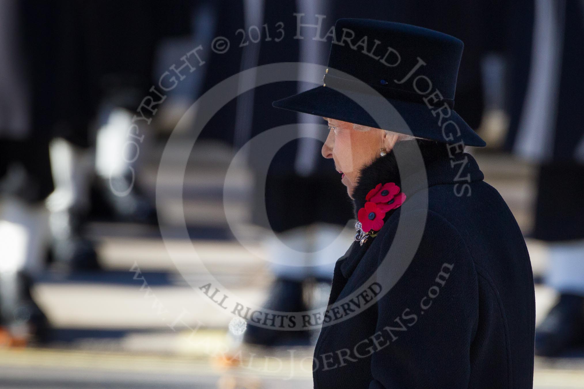 HM The Queen, having laid her wreaths at the Cenotaph.