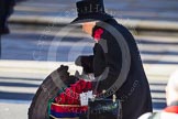 HM The Queen, about to lay her wreaths at the Cenotaph.