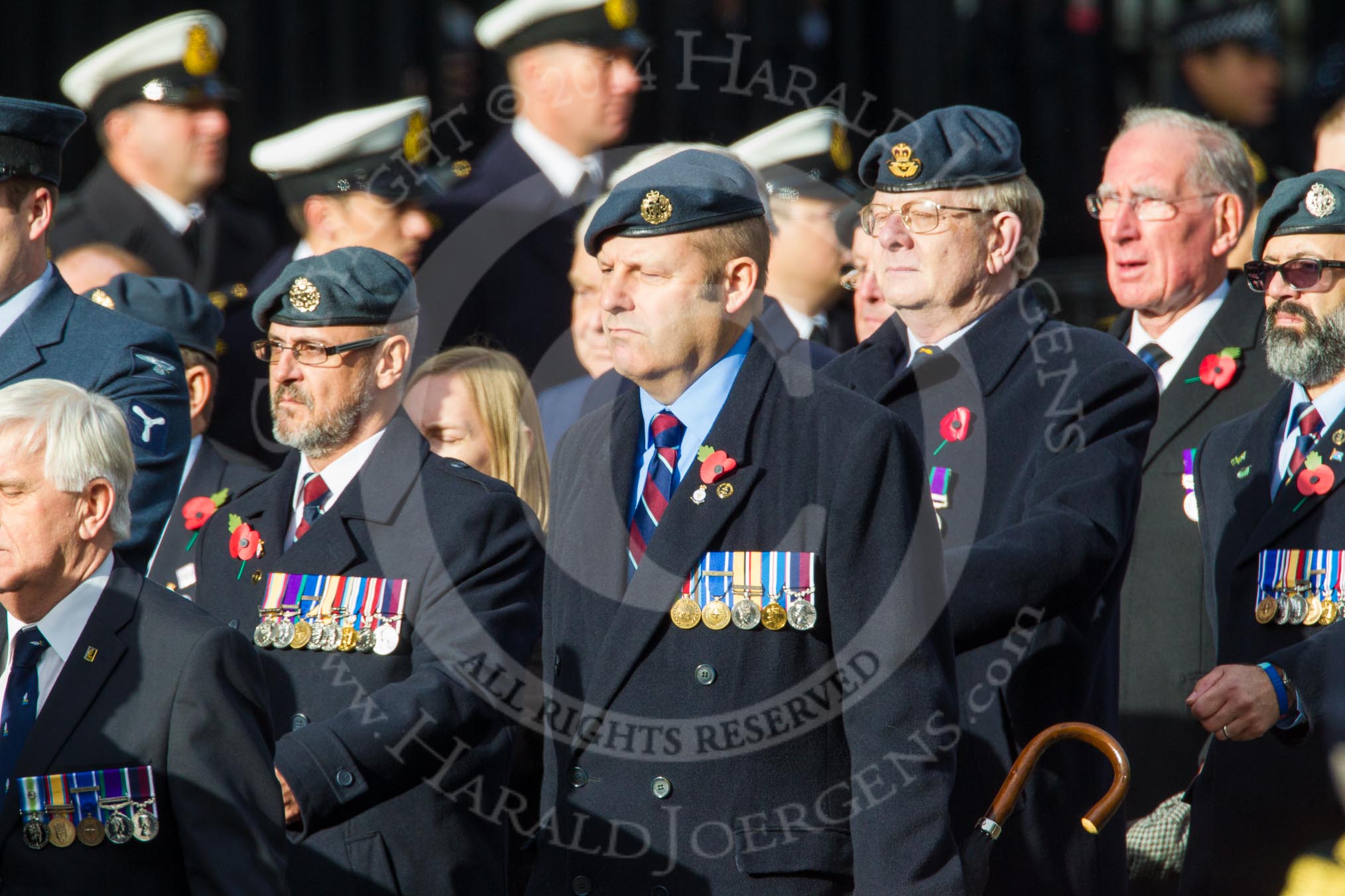 Remembrance Sunday at the Cenotaph in London 2014: Group C2 - Royal Air Force Regiment Association.
Press stand opposite the Foreign Office building, Whitehall, London SW1,
London,
Greater London,
United Kingdom,
on 09 November 2014 at 11:37, image #35