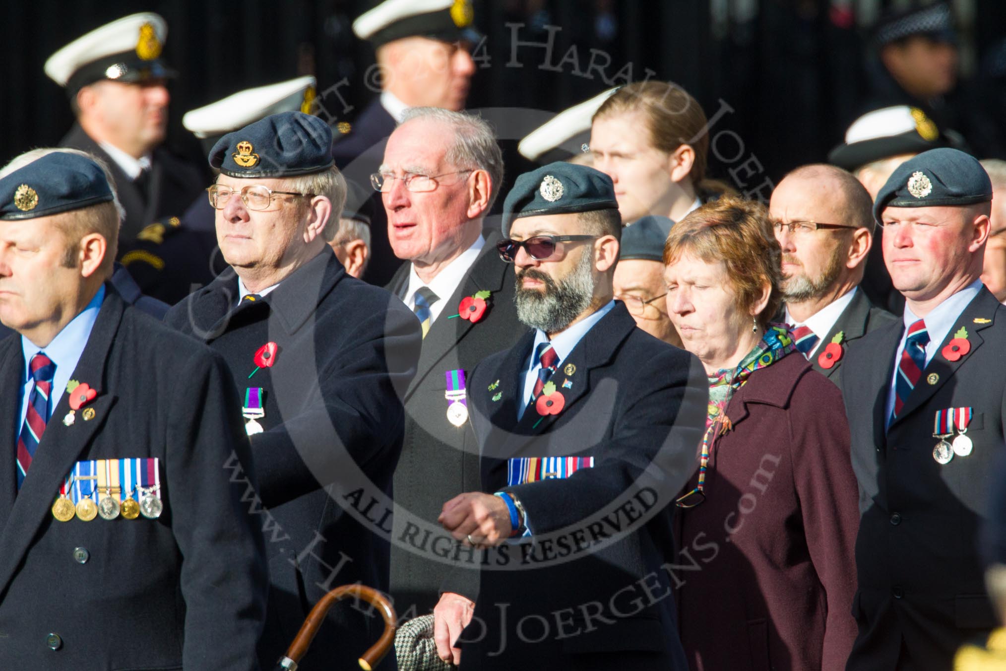 Remembrance Sunday at the Cenotaph in London 2014: Group C2 - Royal Air Force Regiment Association.
Press stand opposite the Foreign Office building, Whitehall, London SW1,
London,
Greater London,
United Kingdom,
on 09 November 2014 at 11:37, image #36
