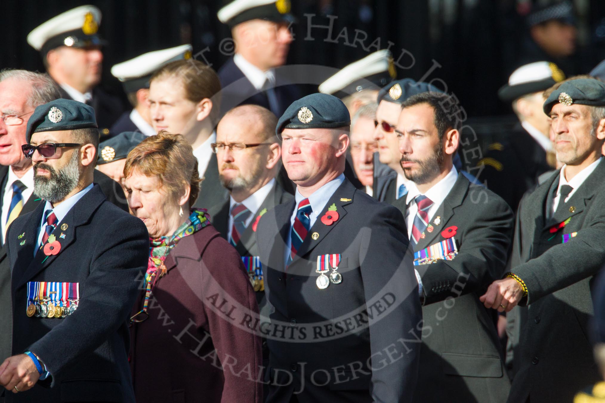 Remembrance Sunday at the Cenotaph in London 2014: Group C2 - Royal Air Force Regiment Association.
Press stand opposite the Foreign Office building, Whitehall, London SW1,
London,
Greater London,
United Kingdom,
on 09 November 2014 at 11:37, image #37