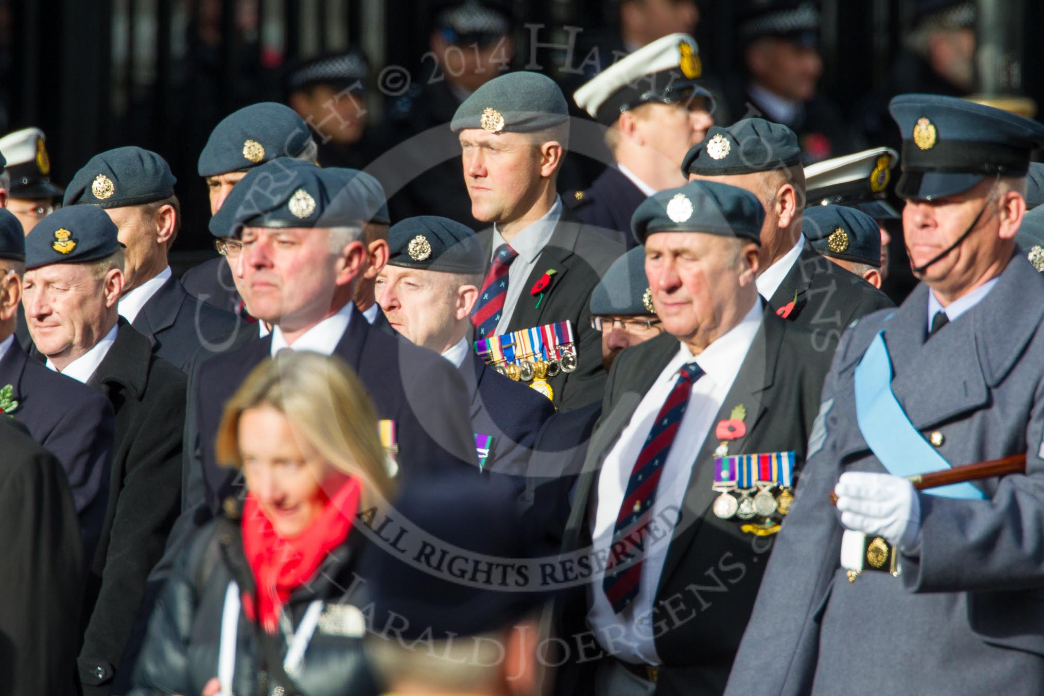 Remembrance Sunday at the Cenotaph in London 2014: Group C2 - Royal Air Force Regiment Association.
Press stand opposite the Foreign Office building, Whitehall, London SW1,
London,
Greater London,
United Kingdom,
on 09 November 2014 at 11:38, image #64