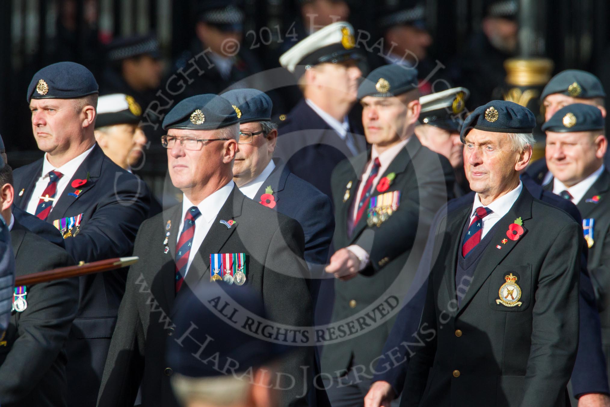 Remembrance Sunday at the Cenotaph in London 2014: Group C2 - Royal Air Force Regiment Association.
Press stand opposite the Foreign Office building, Whitehall, London SW1,
London,
Greater London,
United Kingdom,
on 09 November 2014 at 11:38, image #66