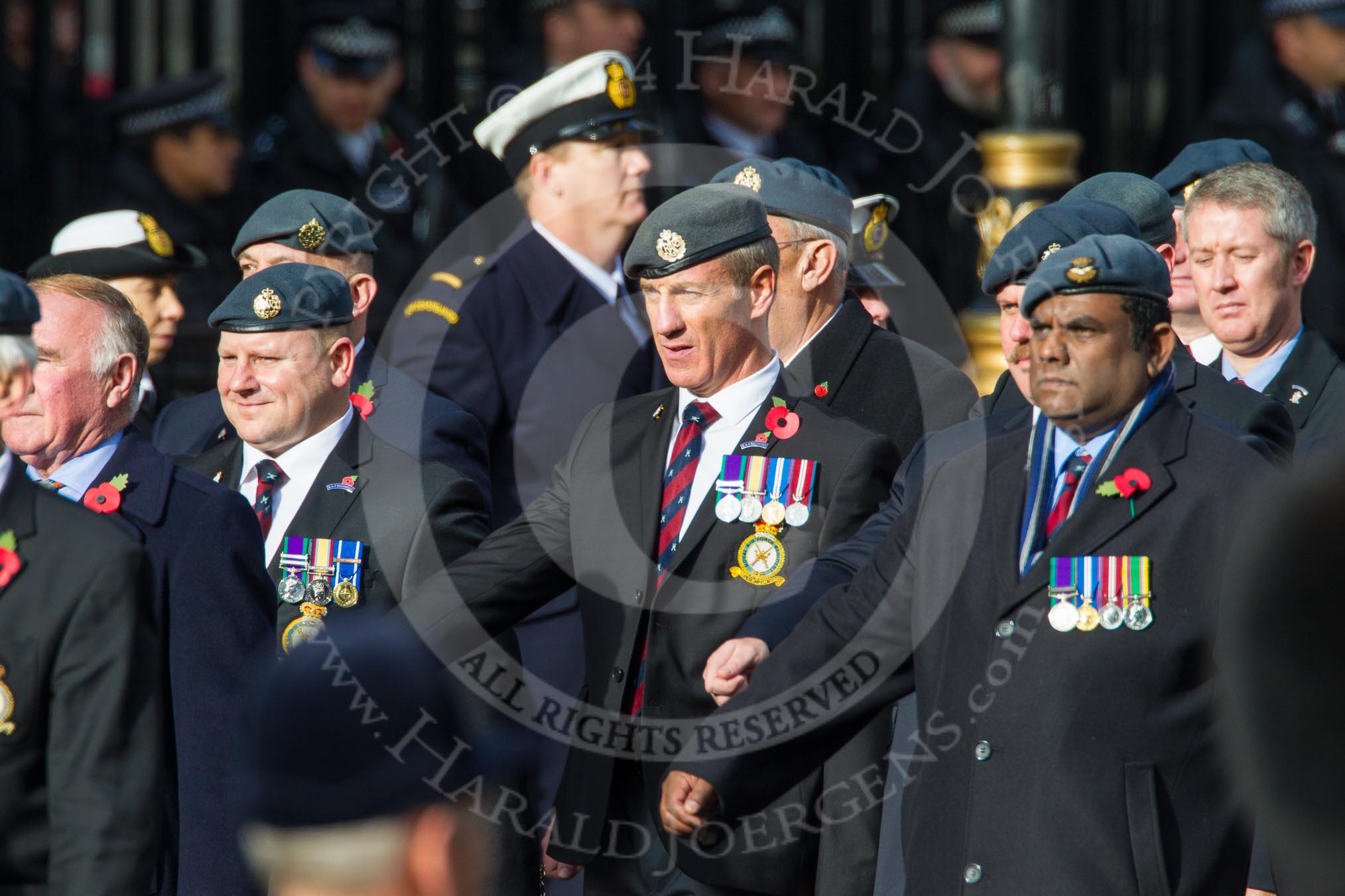 Remembrance Sunday at the Cenotaph in London 2014: Group C2 - Royal Air Force Regiment Association.
Press stand opposite the Foreign Office building, Whitehall, London SW1,
London,
Greater London,
United Kingdom,
on 09 November 2014 at 11:38, image #68
