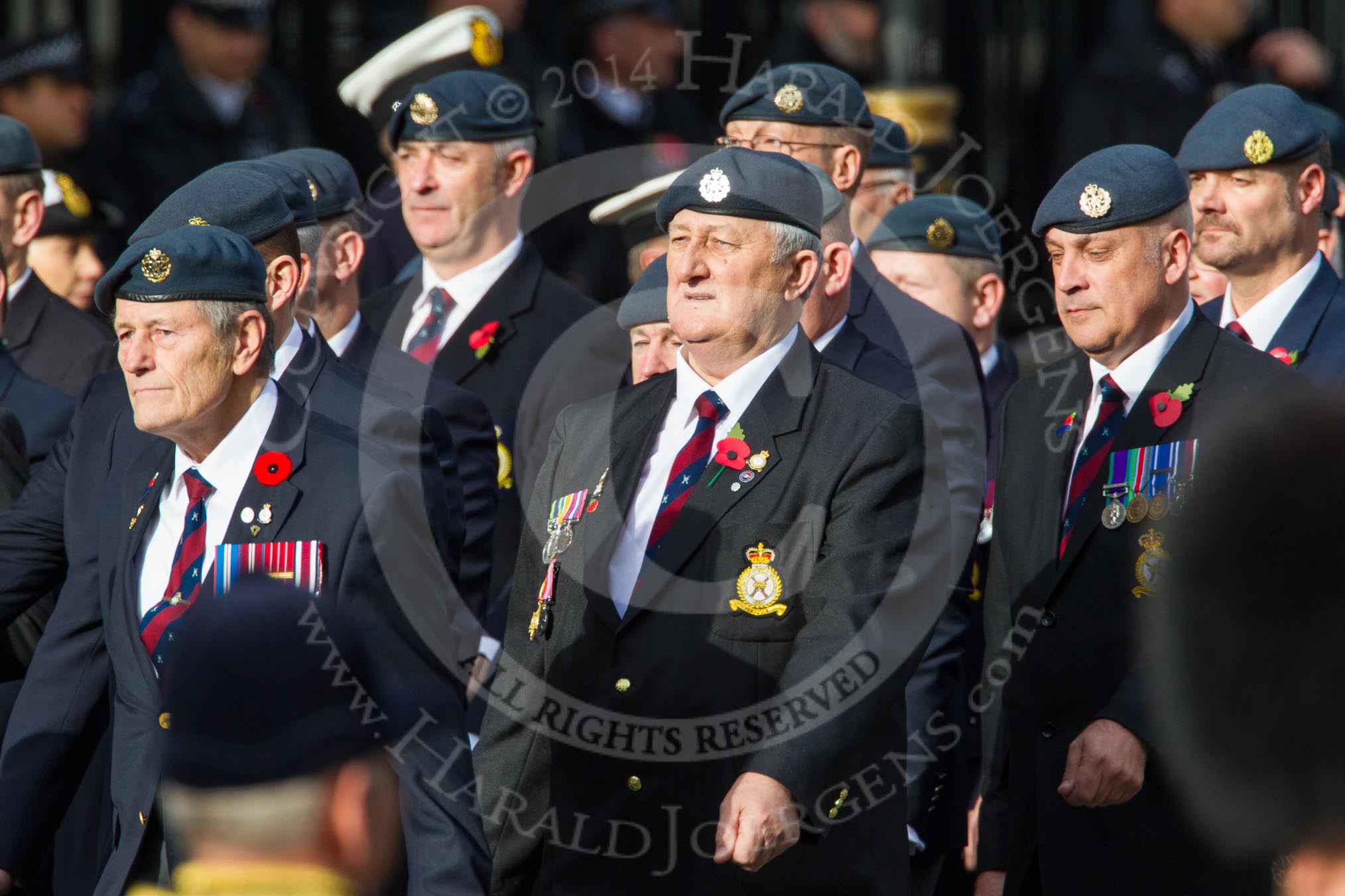 Remembrance Sunday at the Cenotaph in London 2014: Group C2 - Royal Air Force Regiment Association.
Press stand opposite the Foreign Office building, Whitehall, London SW1,
London,
Greater London,
United Kingdom,
on 09 November 2014 at 11:38, image #71