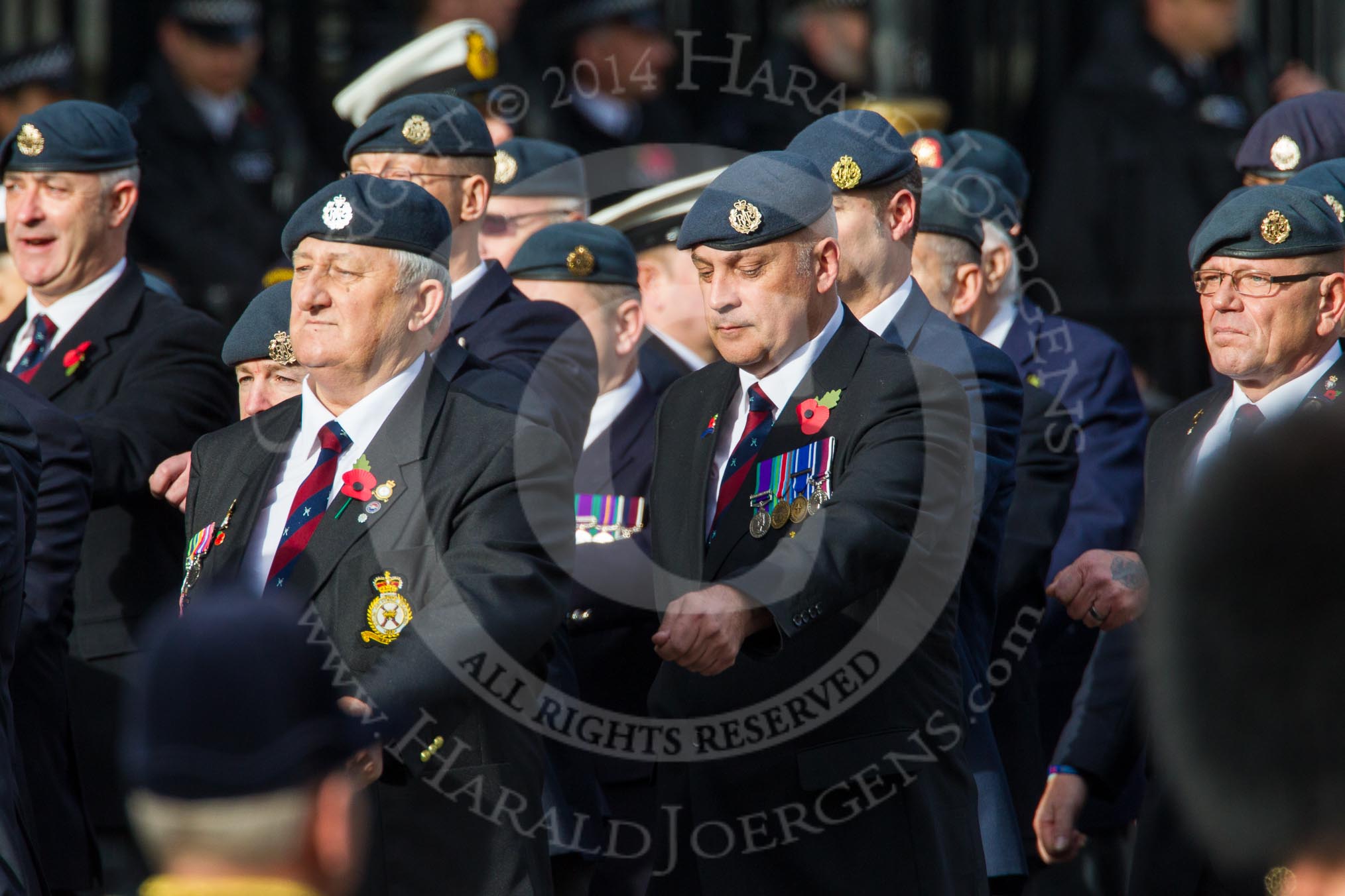Remembrance Sunday at the Cenotaph in London 2014: Group C2 - Royal Air Force Regiment Association.
Press stand opposite the Foreign Office building, Whitehall, London SW1,
London,
Greater London,
United Kingdom,
on 09 November 2014 at 11:38, image #72