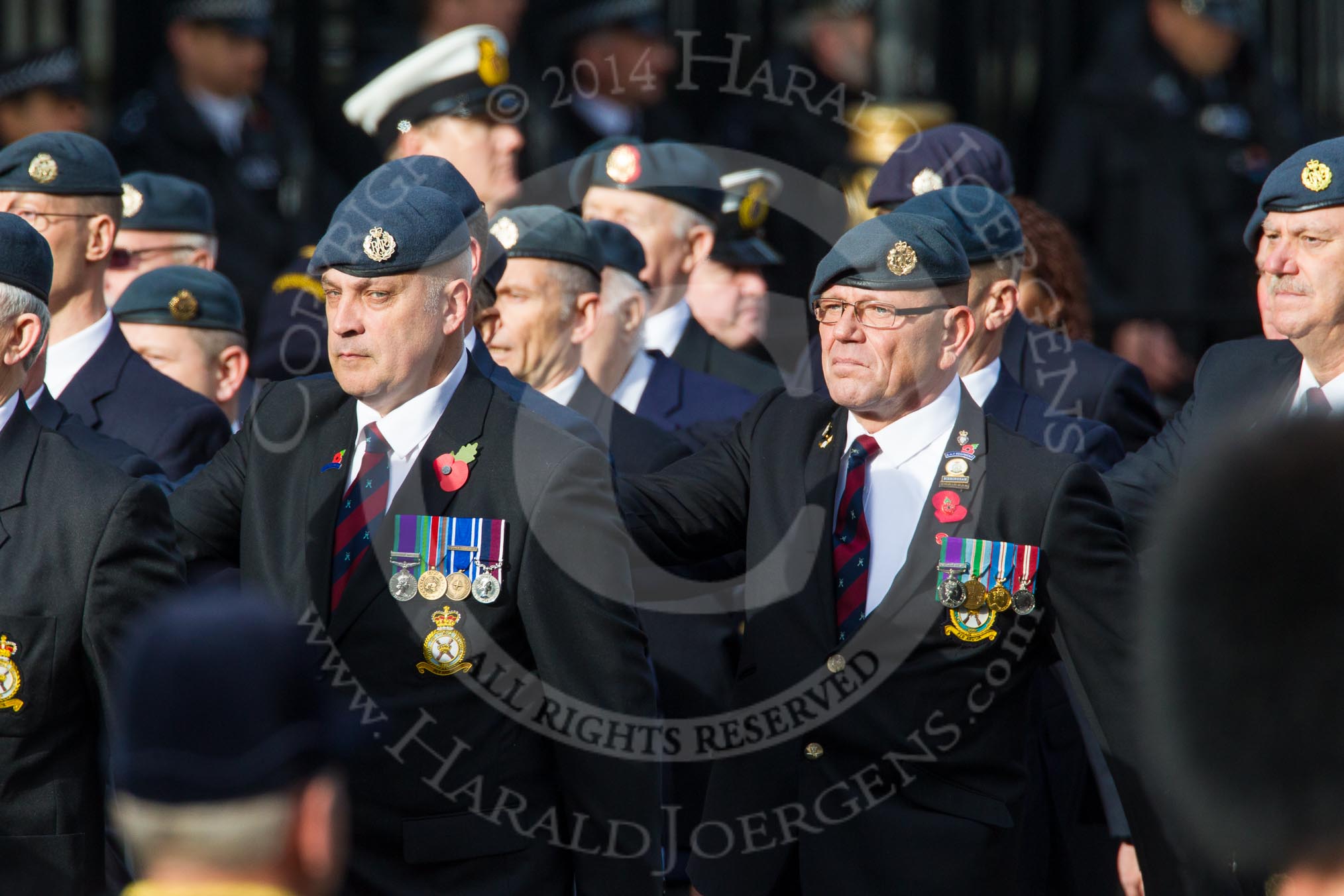 Remembrance Sunday at the Cenotaph in London 2014: Group C2 - Royal Air Force Regiment Association.
Press stand opposite the Foreign Office building, Whitehall, London SW1,
London,
Greater London,
United Kingdom,
on 09 November 2014 at 11:38, image #73