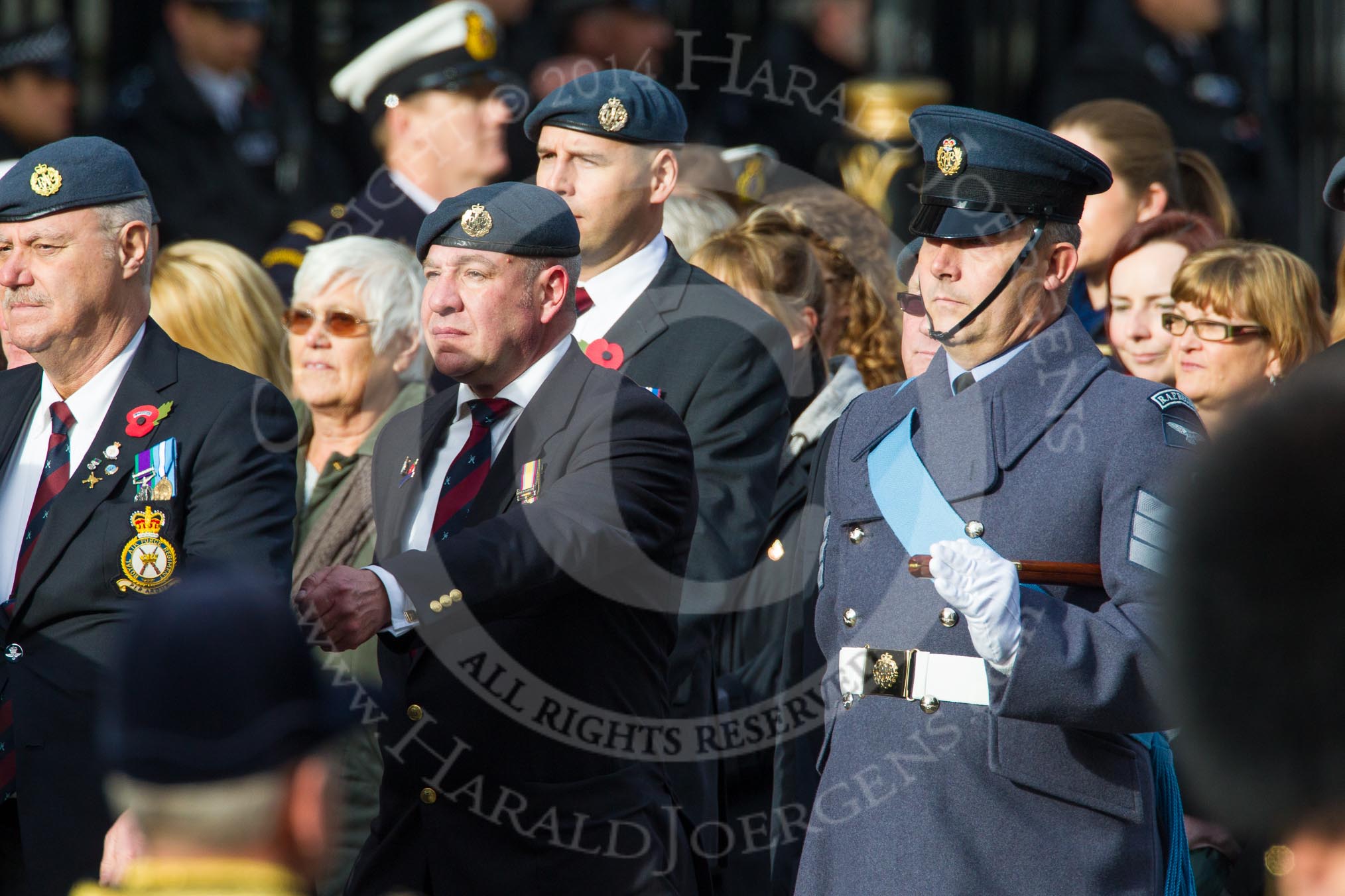 Remembrance Sunday at the Cenotaph in London 2014: Group C2 - Royal Air Force Regiment Association.
Press stand opposite the Foreign Office building, Whitehall, London SW1,
London,
Greater London,
United Kingdom,
on 09 November 2014 at 11:38, image #76