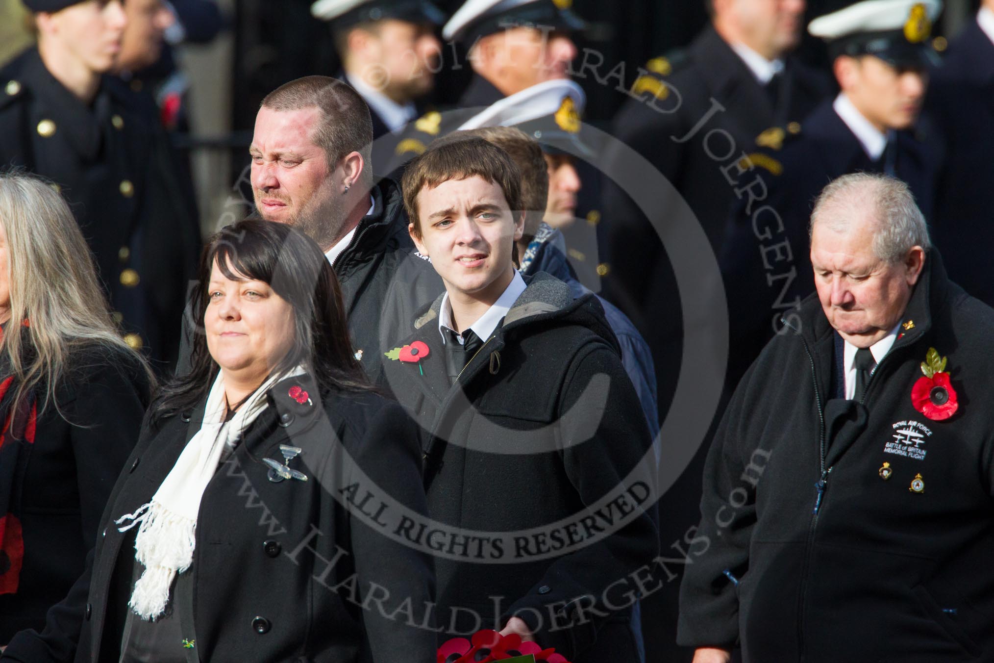 Remembrance Sunday at the Cenotaph in London 2014: Group C3 - Bomber Command Association.
Press stand opposite the Foreign Office building, Whitehall, London SW1,
London,
Greater London,
United Kingdom,
on 09 November 2014 at 11:38, image #86