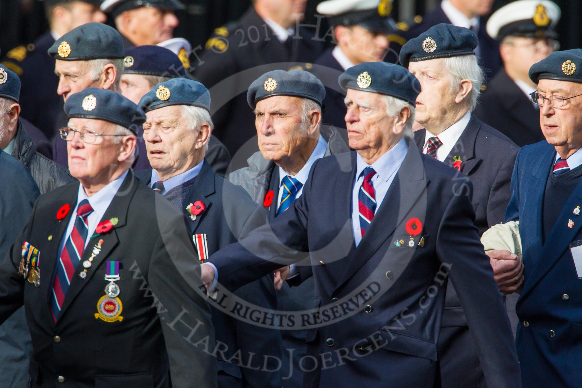 Remembrance Sunday at the Cenotaph in London 2014: Group C5 - National Service (Royal Air Force) Association.
Press stand opposite the Foreign Office building, Whitehall, London SW1,
London,
Greater London,
United Kingdom,
on 09 November 2014 at 11:39, image #106