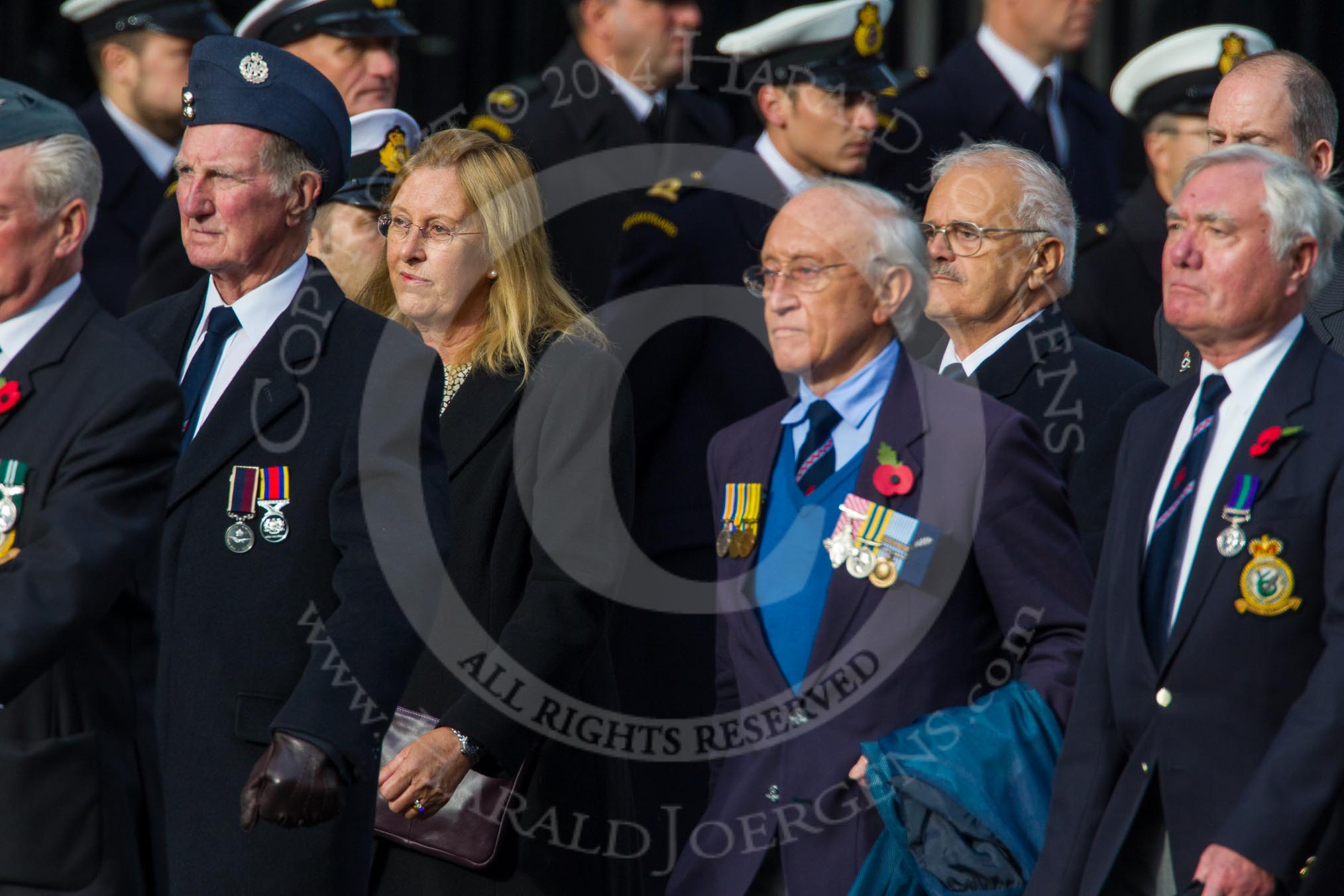 Remembrance Sunday at the Cenotaph in London 2014: Group C7 - 6 Squadron (Royal Air Force) Association.
Press stand opposite the Foreign Office building, Whitehall, London SW1,
London,
Greater London,
United Kingdom,
on 09 November 2014 at 11:39, image #115