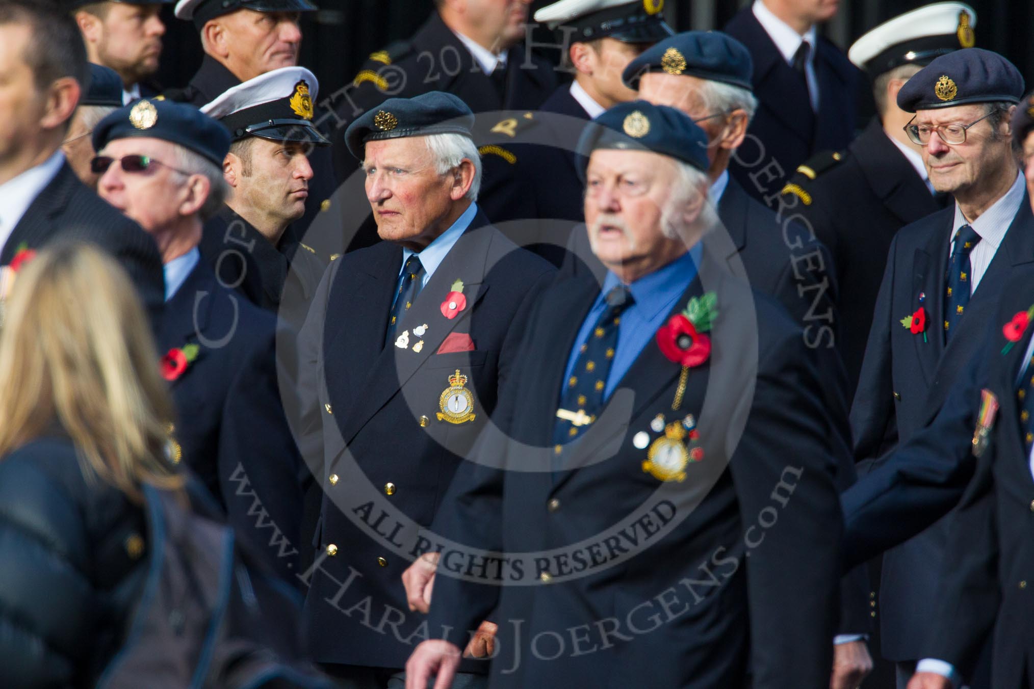 Remembrance Sunday at the Cenotaph in London 2014: Group C8 - 7 Squadron Association.
Press stand opposite the Foreign Office building, Whitehall, London SW1,
London,
Greater London,
United Kingdom,
on 09 November 2014 at 11:39, image #120