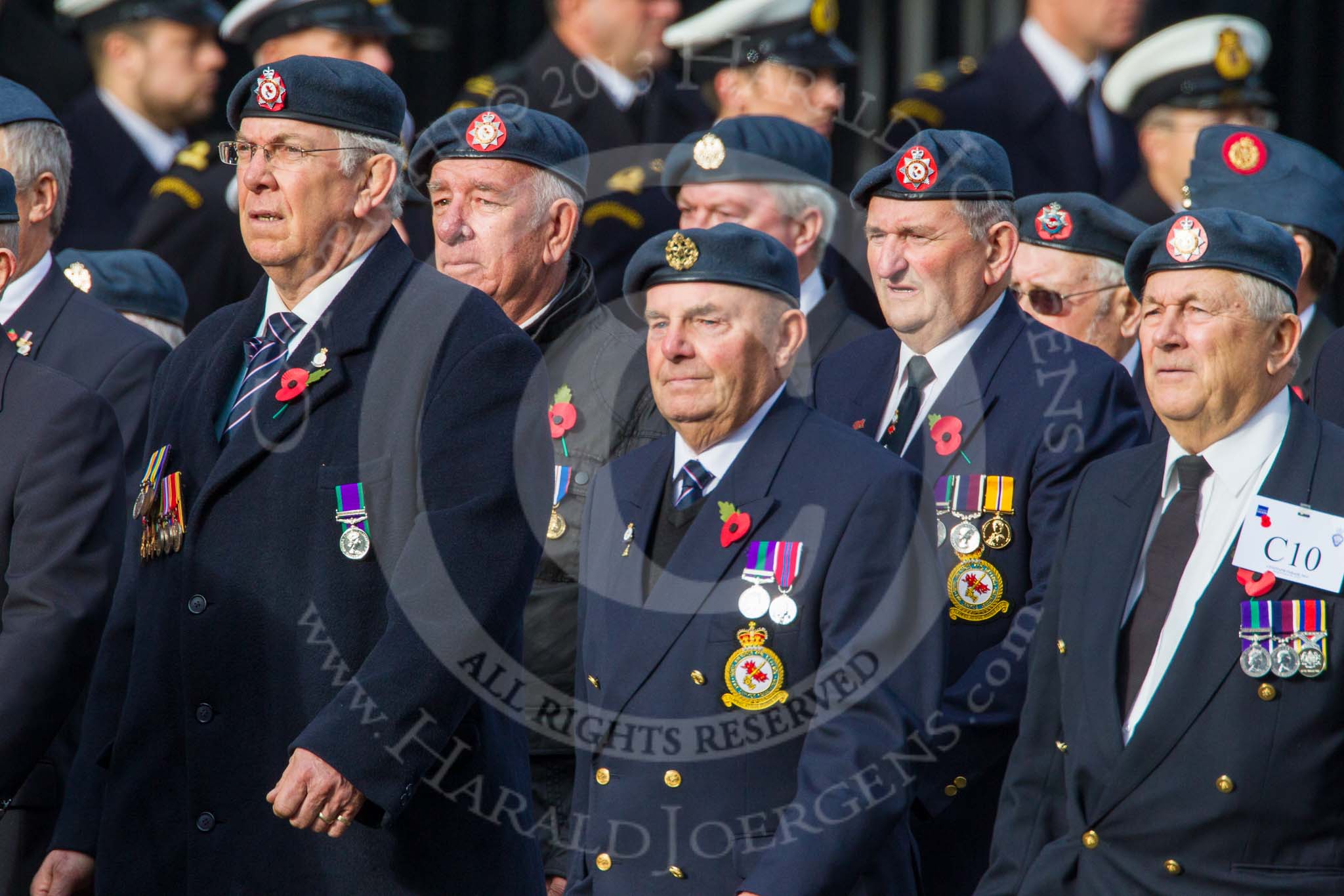 Remembrance Sunday at the Cenotaph in London 2014: Group C9 - RAF Habbaniya Association.
Press stand opposite the Foreign Office building, Whitehall, London SW1,
London,
Greater London,
United Kingdom,
on 09 November 2014 at 11:39, image #127