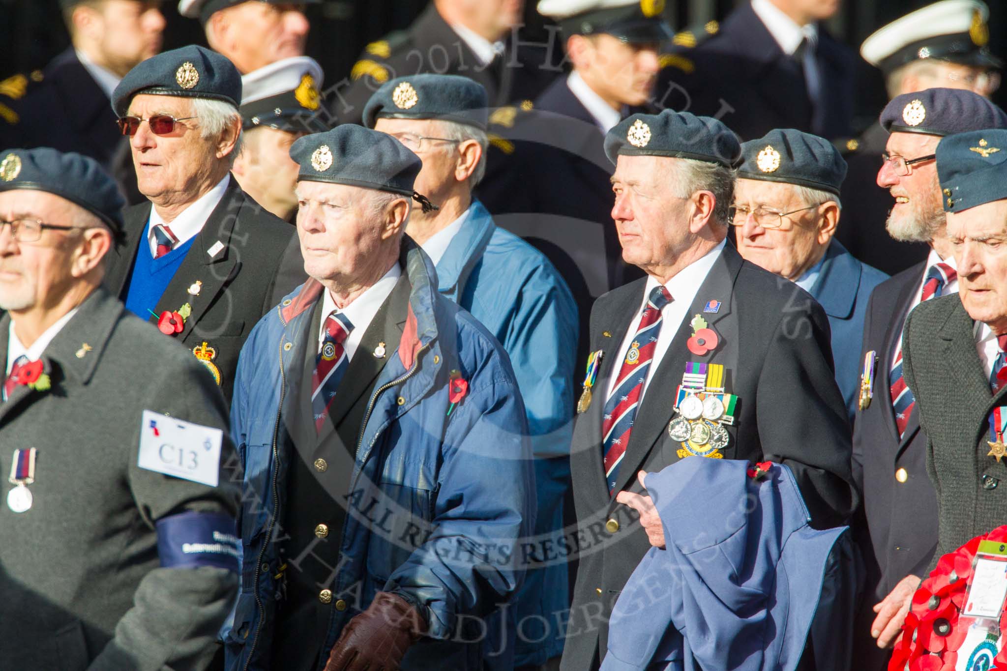 Remembrance Sunday at the Cenotaph in London 2014: Group C13 - Royal Air Force Butterworth & Penang Association.
Press stand opposite the Foreign Office building, Whitehall, London SW1,
London,
Greater London,
United Kingdom,
on 09 November 2014 at 11:39, image #143