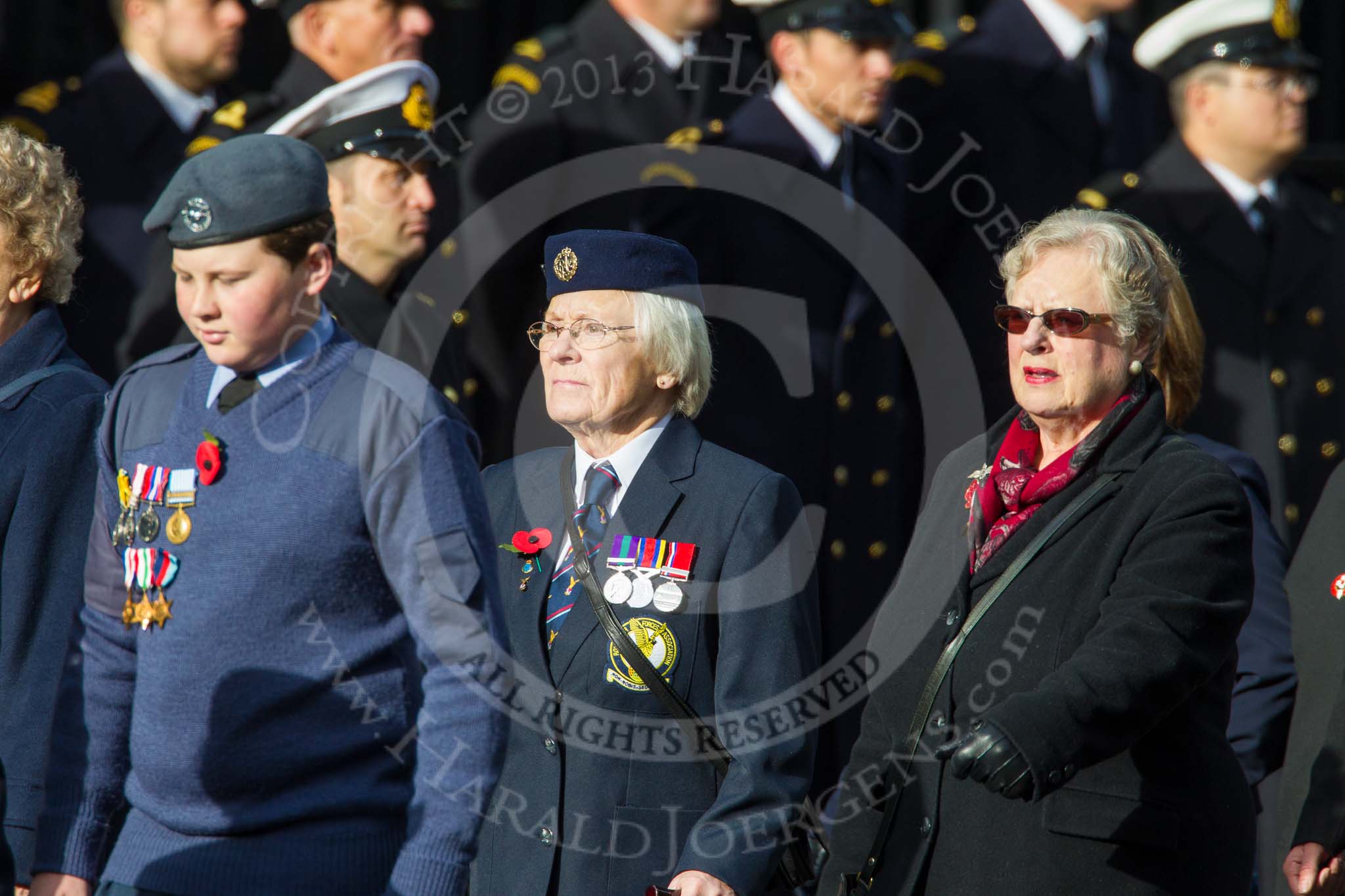 Remembrance Sunday at the Cenotaph in London 2014: Group C16 - Women's Auxiliary Air Force.
Press stand opposite the Foreign Office building, Whitehall, London SW1,
London,
Greater London,
United Kingdom,
on 09 November 2014 at 11:40, image #151