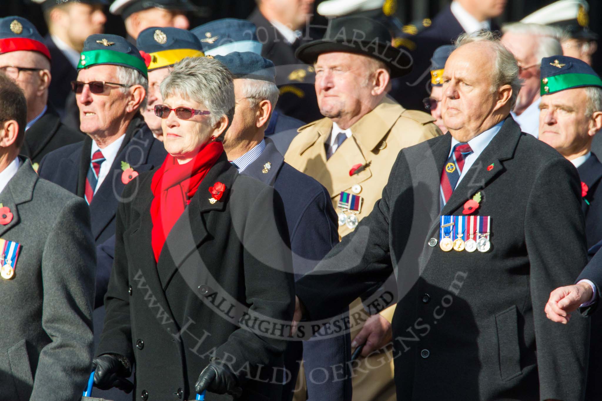 Remembrance Sunday at the Cenotaph in London 2014: Group C19 - Royal Air Forces Ex-Prisoner's of War Association.
Press stand opposite the Foreign Office building, Whitehall, London SW1,
London,
Greater London,
United Kingdom,
on 09 November 2014 at 11:40, image #166