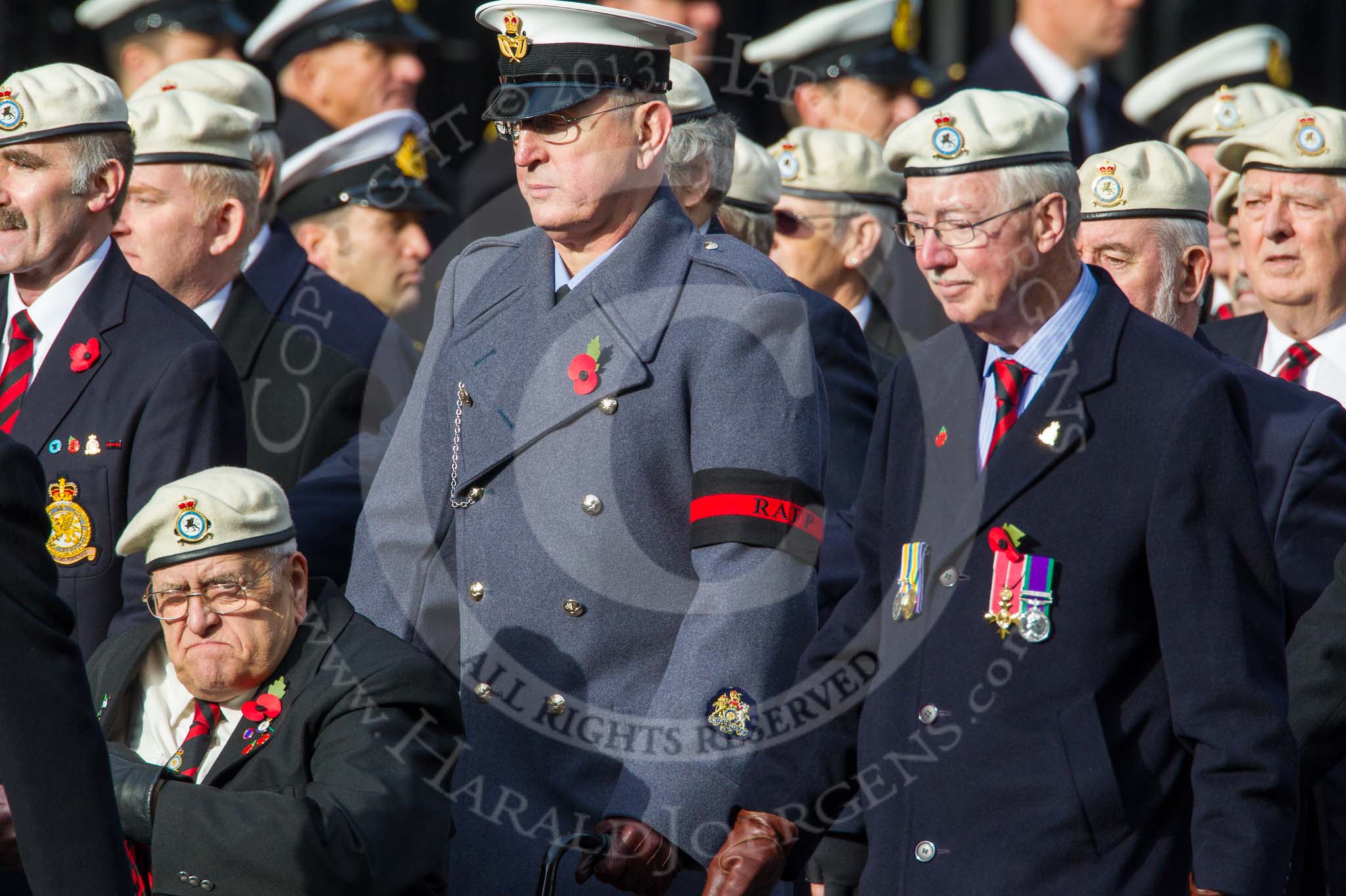 Remembrance Sunday at the Cenotaph in London 2014: Group C22 - Royal Air Force Police Association.
Press stand opposite the Foreign Office building, Whitehall, London SW1,
London,
Greater London,
United Kingdom,
on 09 November 2014 at 11:40, image #184