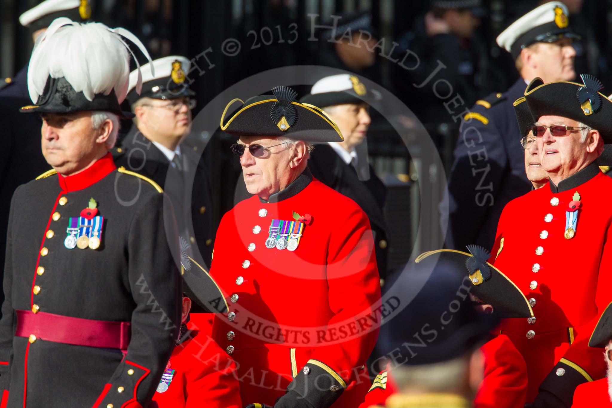 Remembrance Sunday at the Cenotaph in London 2014: Group C26 - Royal Hospital Chelsea.
Press stand opposite the Foreign Office building, Whitehall, London SW1,
London,
Greater London,
United Kingdom,
on 09 November 2014 at 11:42, image #233