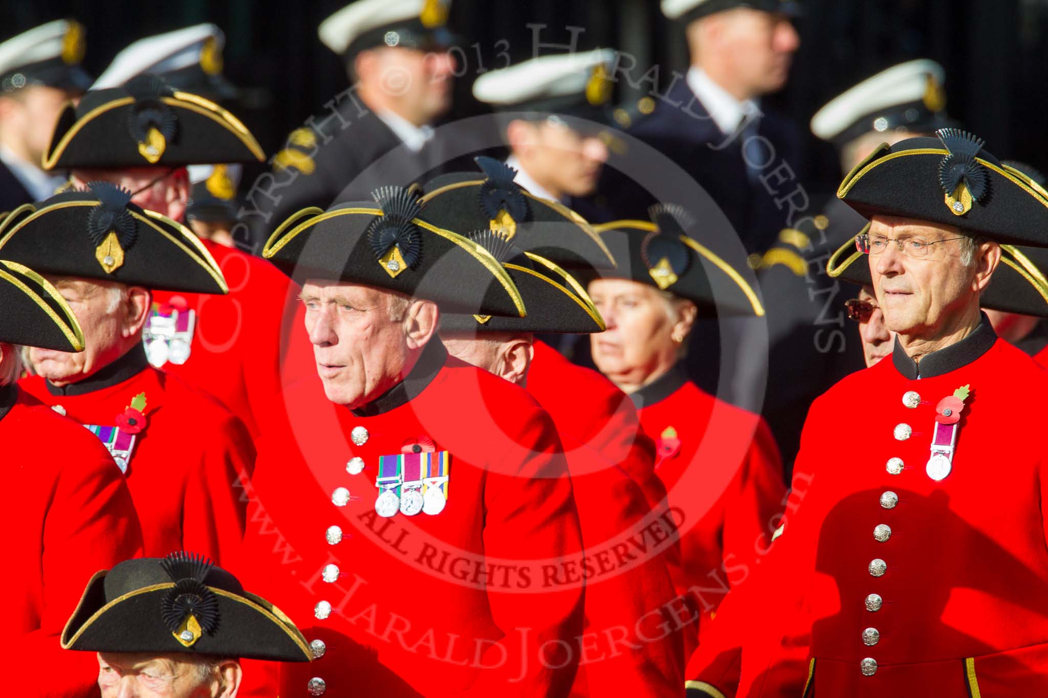 Remembrance Sunday at the Cenotaph in London 2014: Group C26 - Royal Hospital Chelsea.
Press stand opposite the Foreign Office building, Whitehall, London SW1,
London,
Greater London,
United Kingdom,
on 09 November 2014 at 11:42, image #238