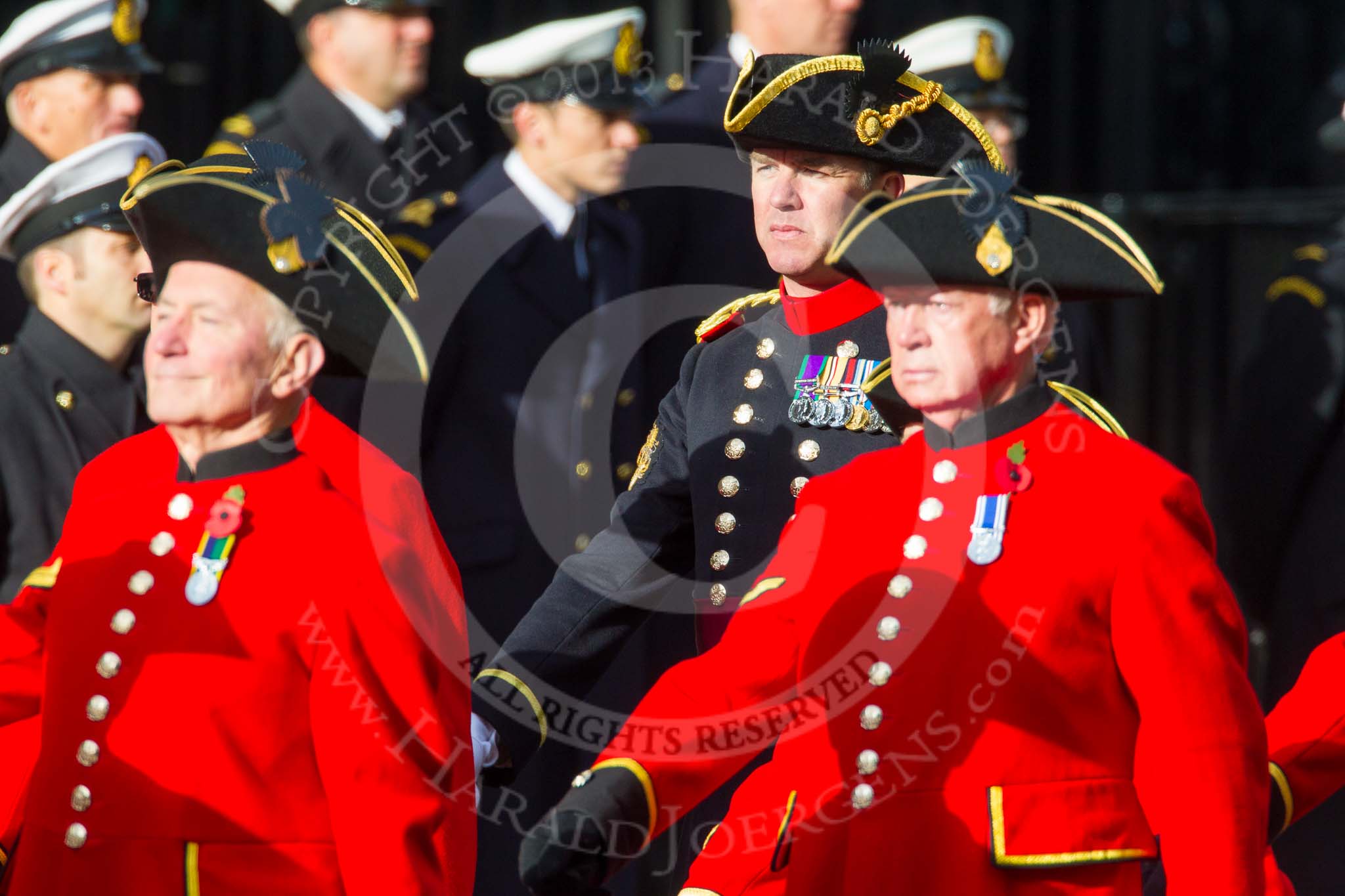 Remembrance Sunday at the Cenotaph in London 2014: Group C26 - Royal Hospital Chelsea.
Press stand opposite the Foreign Office building, Whitehall, London SW1,
London,
Greater London,
United Kingdom,
on 09 November 2014 at 11:42, image #241