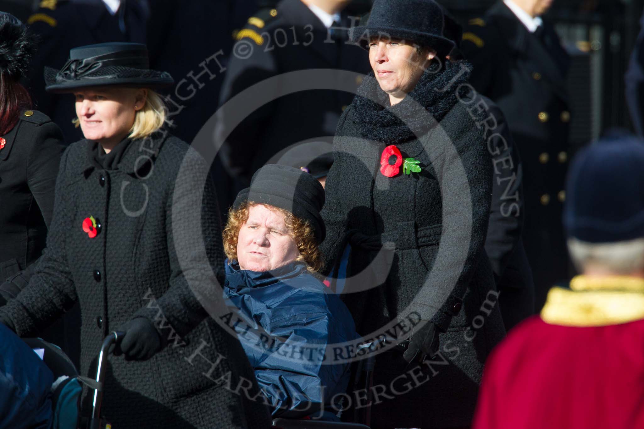 Remembrance Sunday at the Cenotaph in London 2014: Group C27 - Queen Alexandra's Hospital Home for Disabled Ex-
Servicemen & Women.
Press stand opposite the Foreign Office building, Whitehall, London SW1,
London,
Greater London,
United Kingdom,
on 09 November 2014 at 11:42, image #248