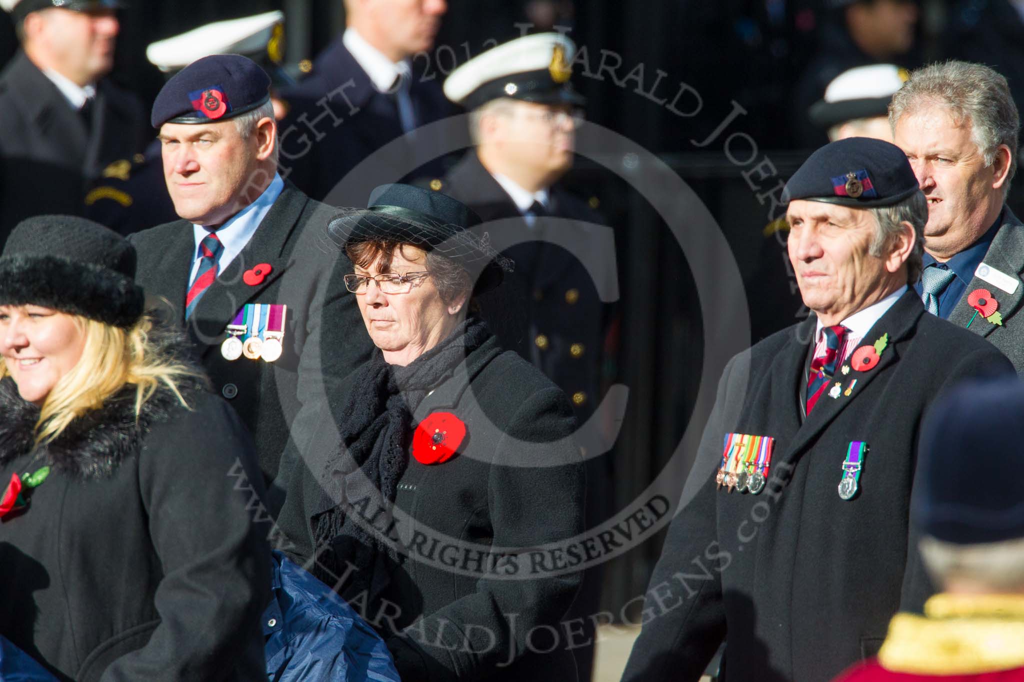 Remembrance Sunday at the Cenotaph in London 2014: Group C27 - Queen Alexandra's Hospital Home for Disabled Ex-
Servicemen & Women.
Press stand opposite the Foreign Office building, Whitehall, London SW1,
London,
Greater London,
United Kingdom,
on 09 November 2014 at 11:42, image #252