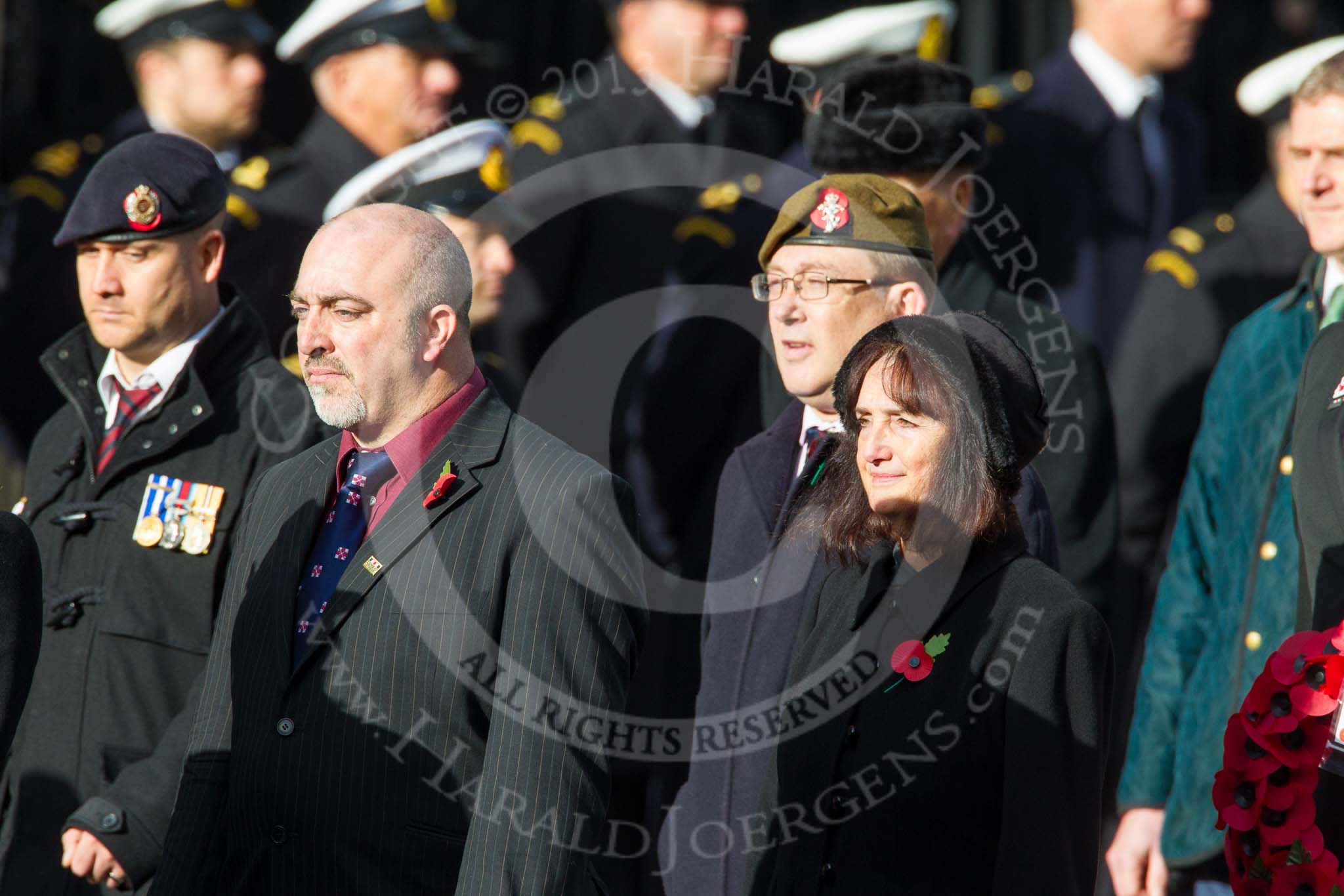 Remembrance Sunday at the Cenotaph in London 2014: Group C29 - Combat Stress.
Press stand opposite the Foreign Office building, Whitehall, London SW1,
London,
Greater London,
United Kingdom,
on 09 November 2014 at 11:43, image #271