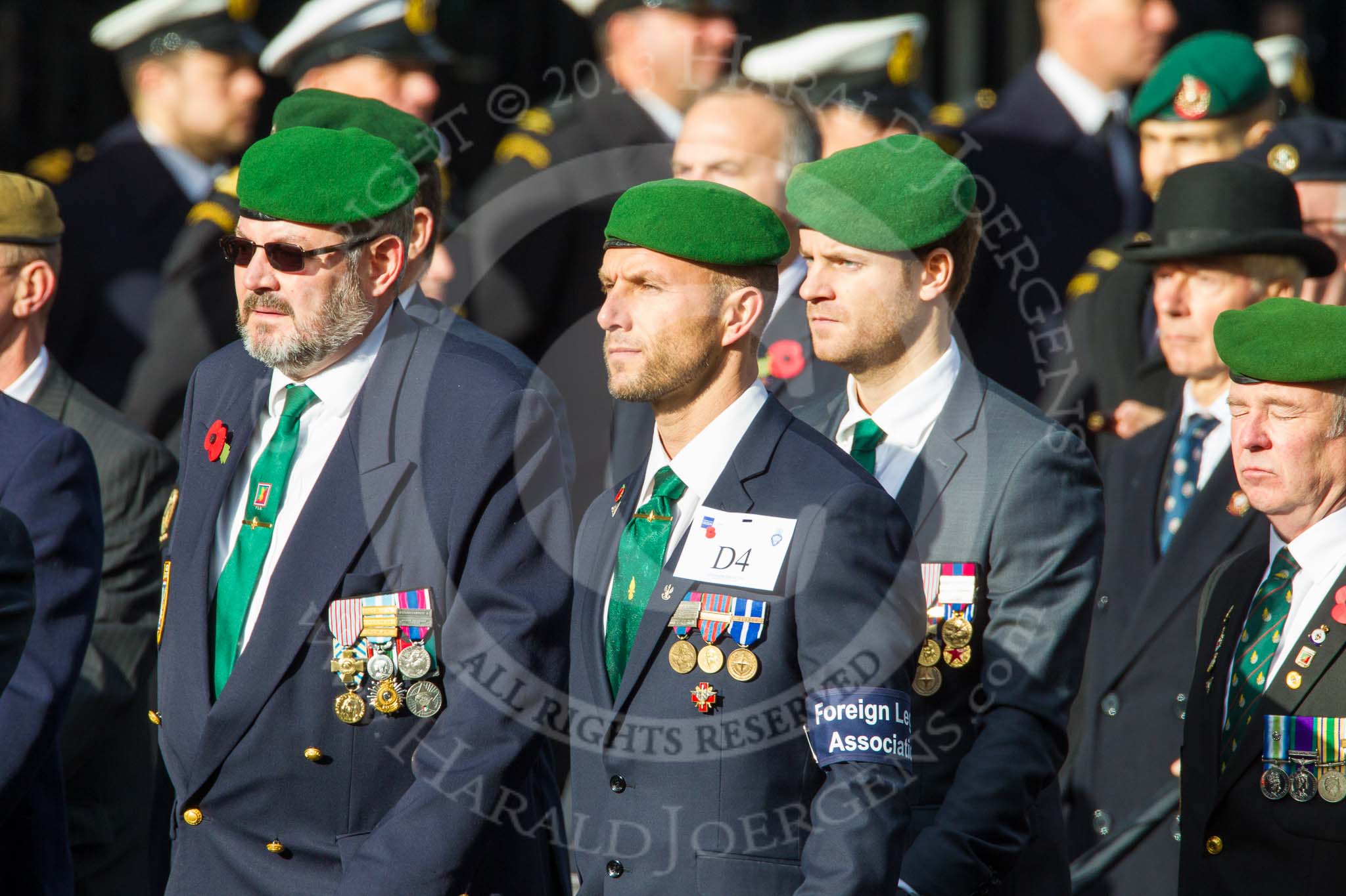 Remembrance Sunday at the Cenotaph in London 2014: Group D4 - Foreign Legion Association.
Press stand opposite the Foreign Office building, Whitehall, London SW1,
London,
Greater London,
United Kingdom,
on 09 November 2014 at 11:43, image #286