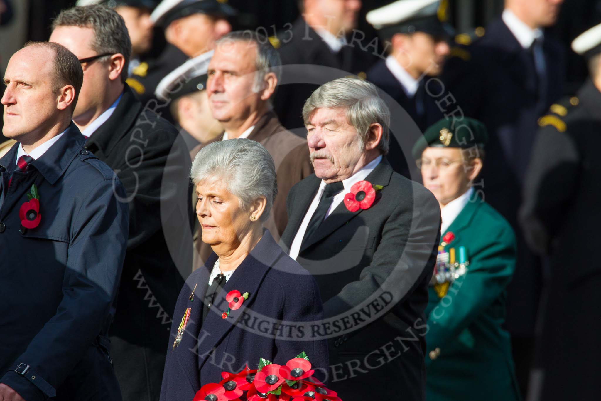 Remembrance Sunday at the Cenotaph in London 2014: Group D9 - Stoll.
Press stand opposite the Foreign Office building, Whitehall, London SW1,
London,
Greater London,
United Kingdom,
on 09 November 2014 at 11:44, image #330