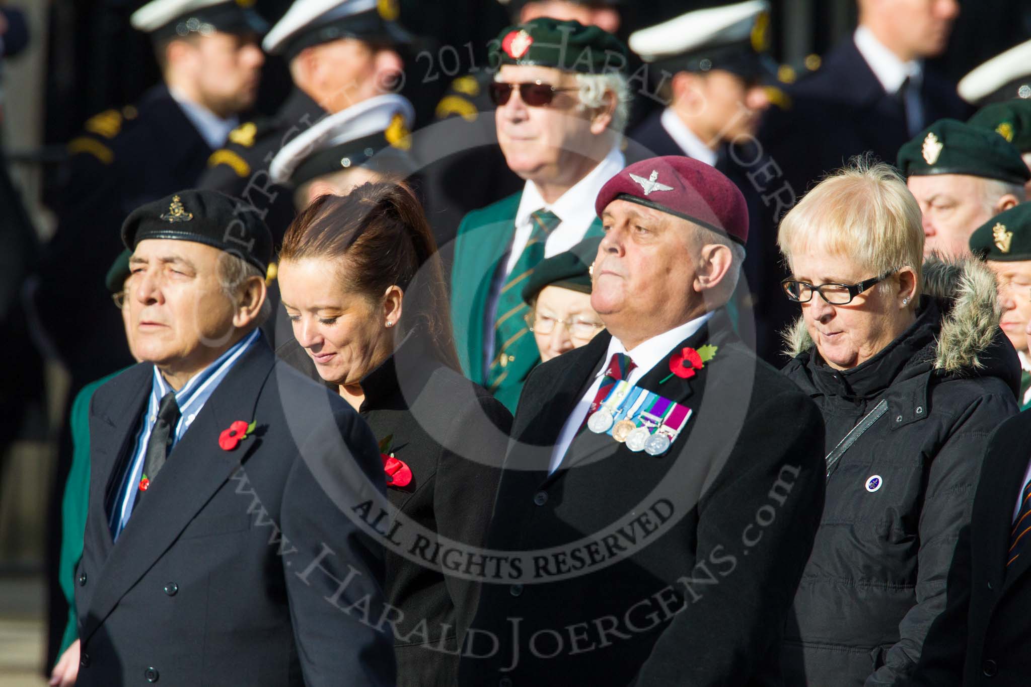 Remembrance Sunday at the Cenotaph in London 2014: Group D9 - Stoll.
Press stand opposite the Foreign Office building, Whitehall, London SW1,
London,
Greater London,
United Kingdom,
on 09 November 2014 at 11:44, image #332