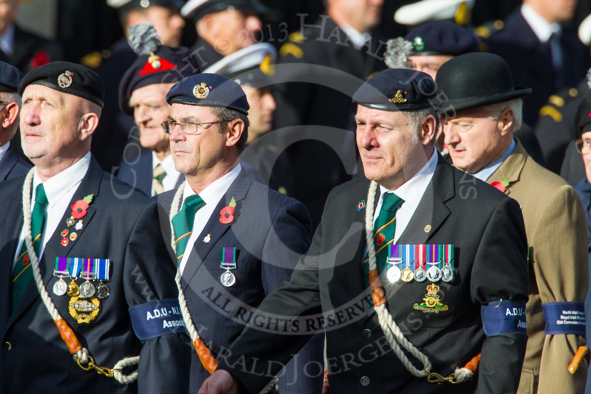 Remembrance Sunday at the Cenotaph in London 2014: Group D11 - Army Dog Unit Northern Ireland Association.
Press stand opposite the Foreign Office building, Whitehall, London SW1,
London,
Greater London,
United Kingdom,
on 09 November 2014 at 11:44, image #354