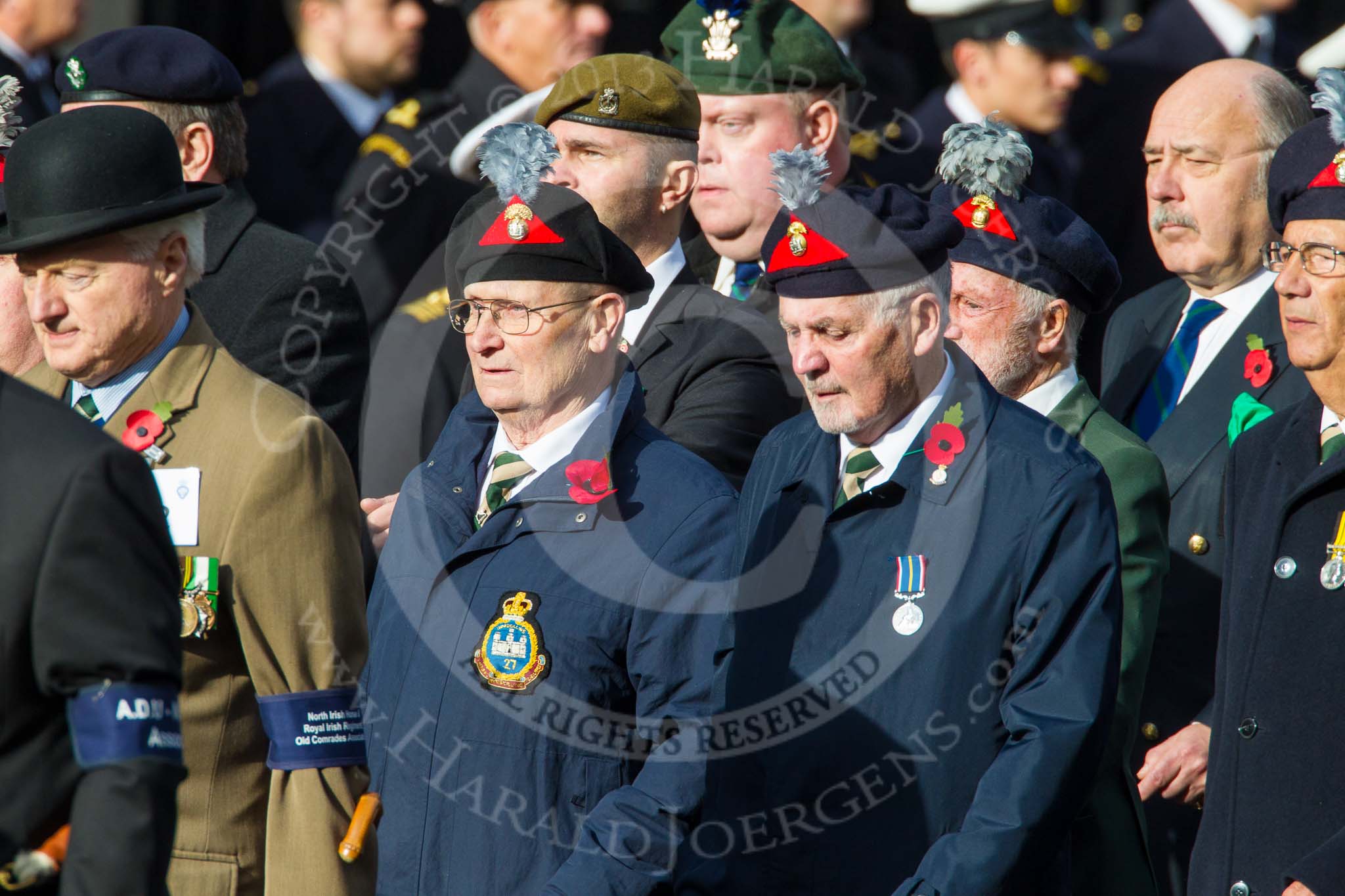 Remembrance Sunday at the Cenotaph in London 2014: Group D12 - North Irish Horse & Irish Regiments Old Comrades
Association.
Press stand opposite the Foreign Office building, Whitehall, London SW1,
London,
Greater London,
United Kingdom,
on 09 November 2014 at 11:44, image #355