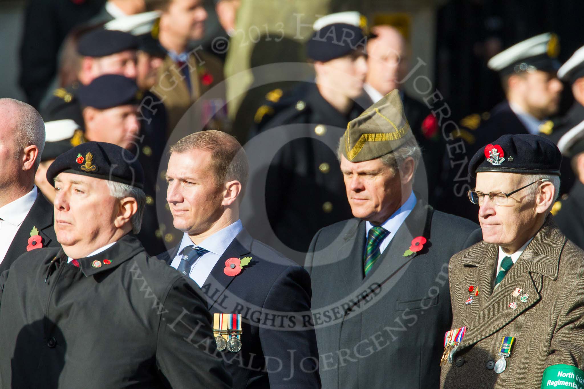 Remembrance Sunday at the Cenotaph in London 2014: Group D12 - North Irish Horse & Irish Regiments Old Comrades
Association.
Press stand opposite the Foreign Office building, Whitehall, London SW1,
London,
Greater London,
United Kingdom,
on 09 November 2014 at 11:45, image #361