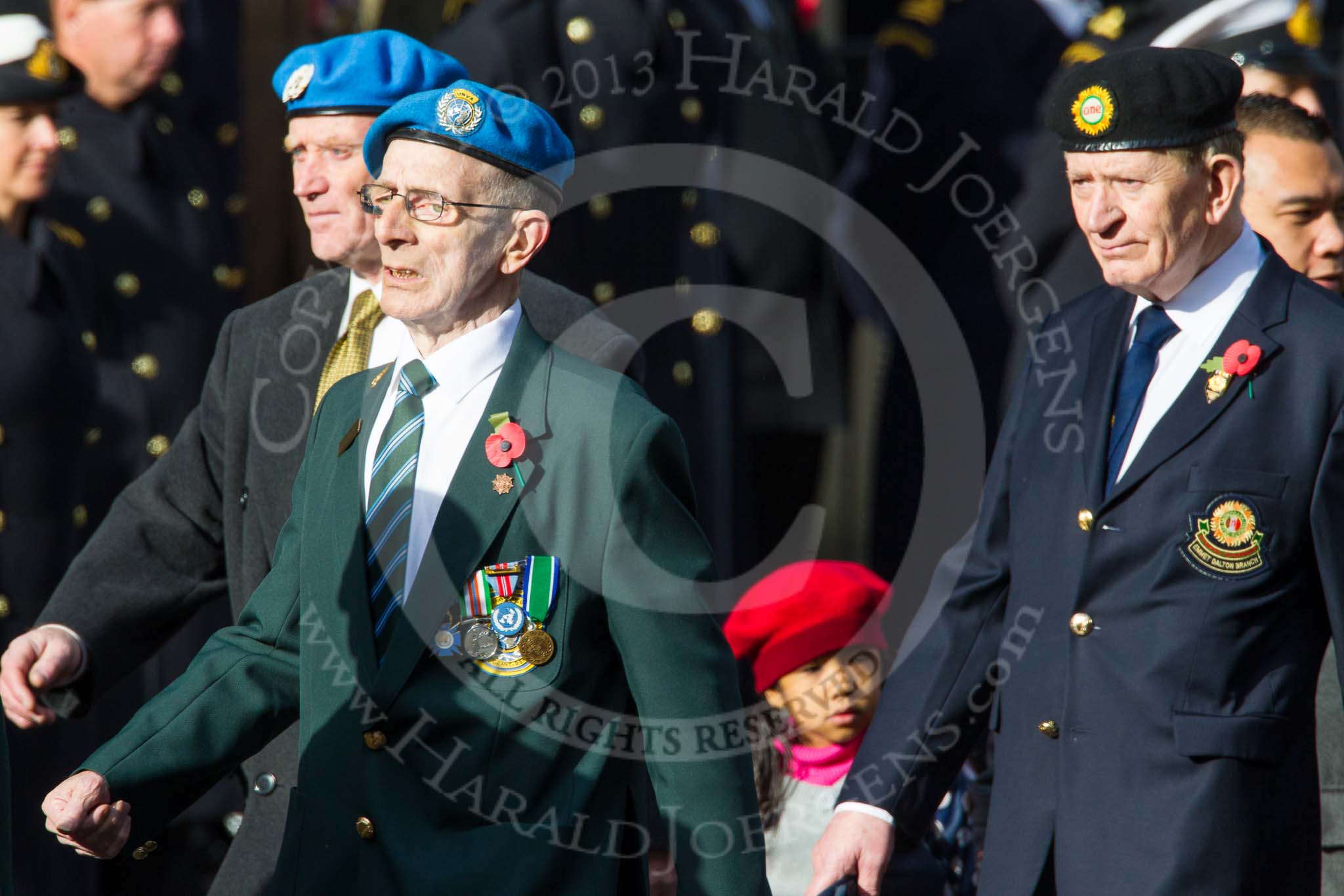 Remembrance Sunday at the Cenotaph in London 2014: Group D14 - Irish United Nations Veterans Association.
Press stand opposite the Foreign Office building, Whitehall, London SW1,
London,
Greater London,
United Kingdom,
on 09 November 2014 at 11:45, image #377