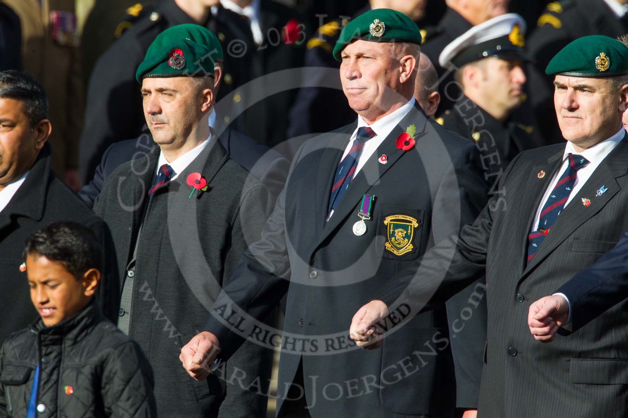 Remembrance Sunday at the Cenotaph in London 2014: Group D18 - Commando Veterans Association.
Press stand opposite the Foreign Office building, Whitehall, London SW1,
London,
Greater London,
United Kingdom,
on 09 November 2014 at 11:45, image #381