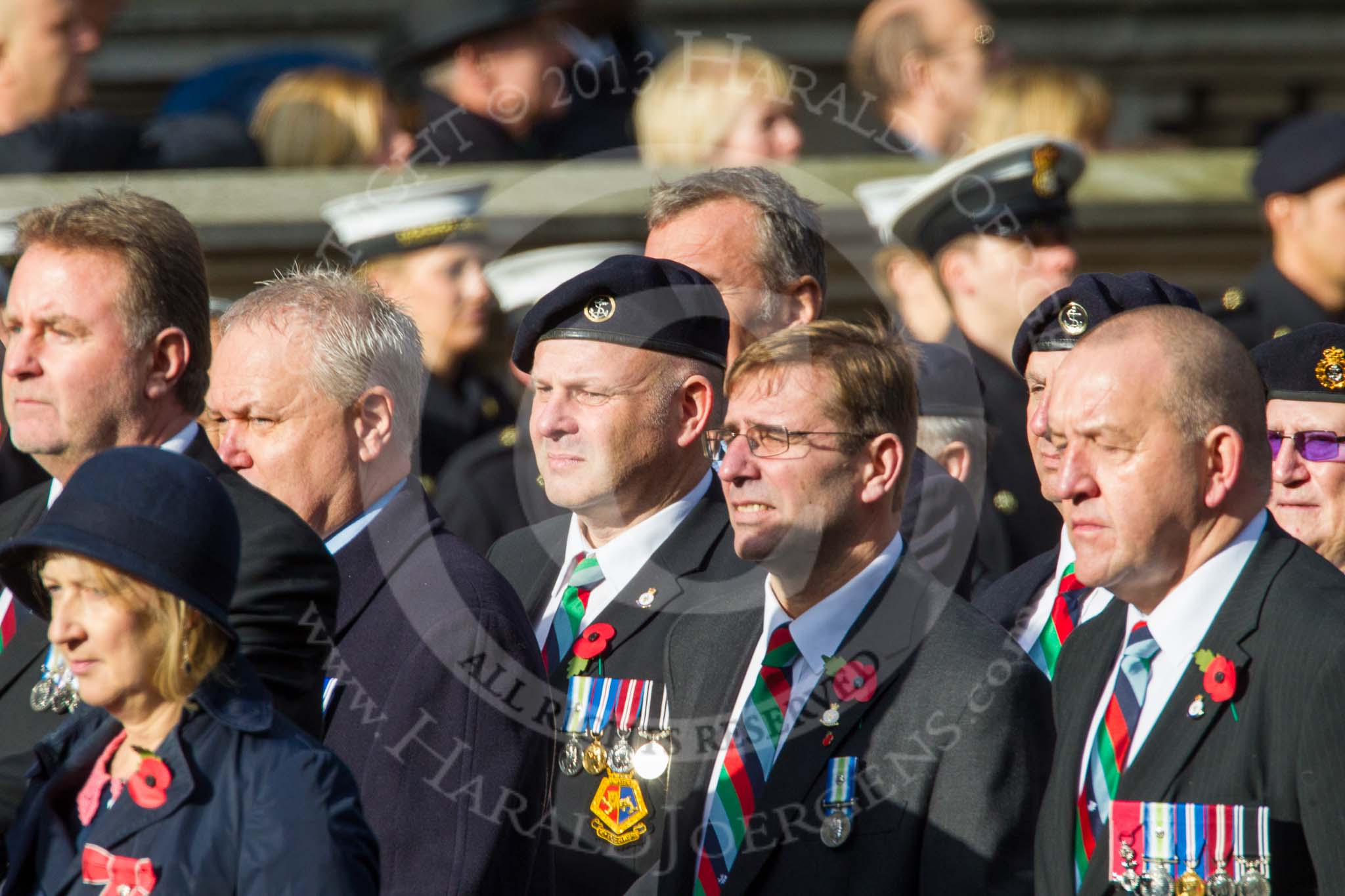 Remembrance Sunday at the Cenotaph in London 2014: Group D19 - South Atlantic Medal Association.
Press stand opposite the Foreign Office building, Whitehall, London SW1,
London,
Greater London,
United Kingdom,
on 09 November 2014 at 11:45, image #386