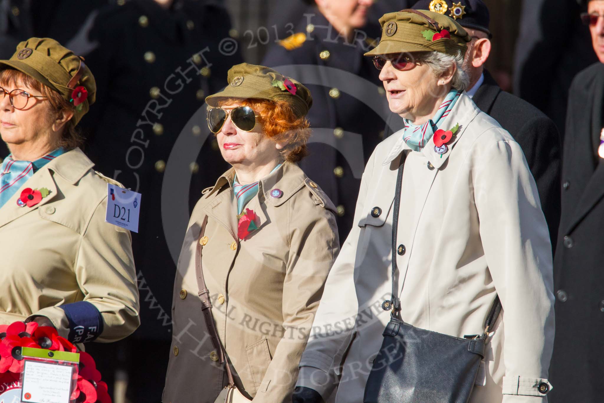 Remembrance Sunday at the Cenotaph in London 2014: Group D21 - First Aid Nursing Yeomanry (Princess Royal's Volunteers
Corps).
Press stand opposite the Foreign Office building, Whitehall, London SW1,
London,
Greater London,
United Kingdom,
on 09 November 2014 at 11:46, image #413