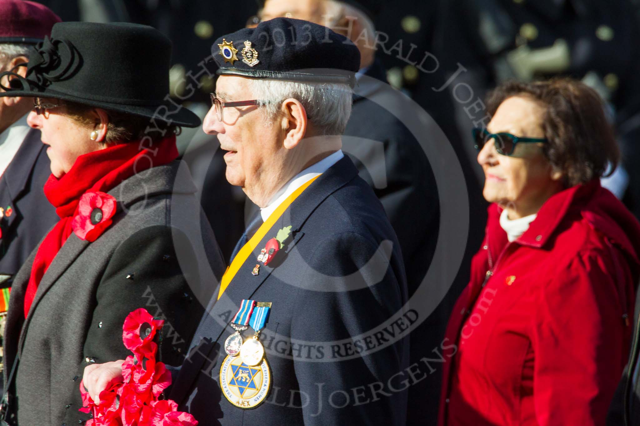 Remembrance Sunday at the Cenotaph in London 2014: Group D22 - Association of Jewish Ex-Servicemen & Women.
Press stand opposite the Foreign Office building, Whitehall, London SW1,
London,
Greater London,
United Kingdom,
on 09 November 2014 at 11:46, image #418