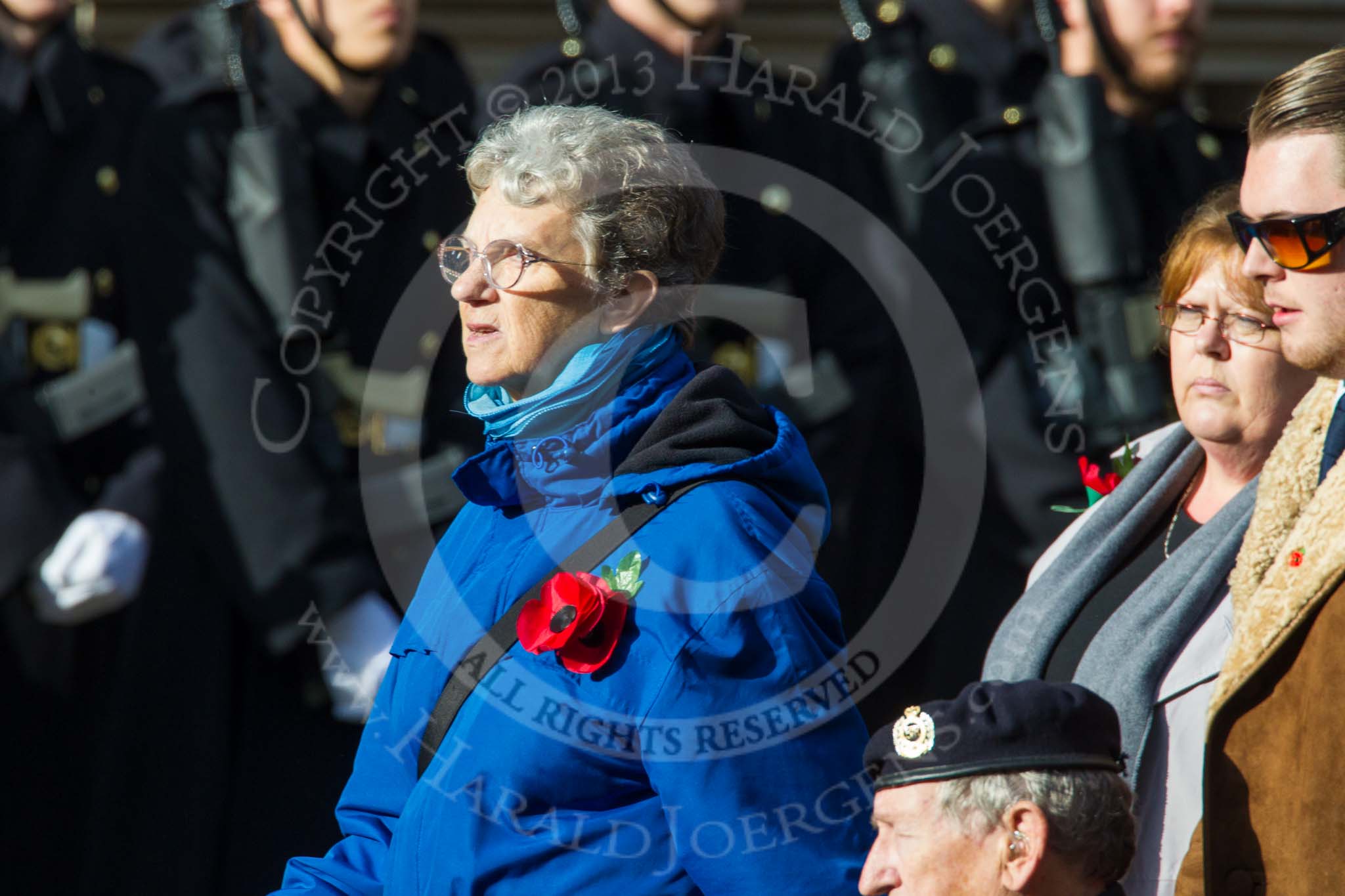 Remembrance Sunday at the Cenotaph in London 2014: Group D23 - British Nuclear Test Veterans Association.
Press stand opposite the Foreign Office building, Whitehall, London SW1,
London,
Greater London,
United Kingdom,
on 09 November 2014 at 11:46, image #425