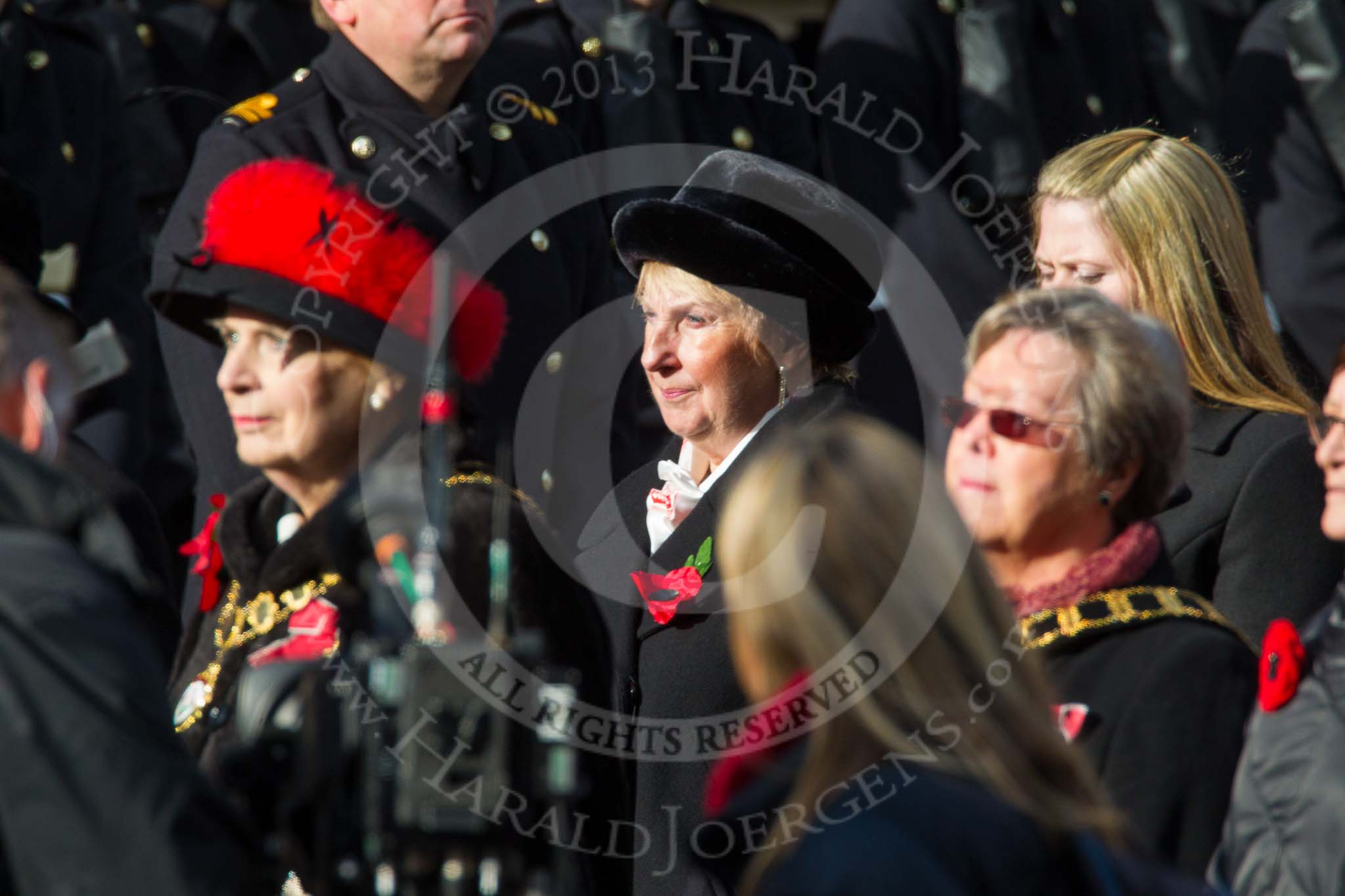 Remembrance Sunday at the Cenotaph in London 2014: Group D24 - War Widows Association.
Press stand opposite the Foreign Office building, Whitehall, London SW1,
London,
Greater London,
United Kingdom,
on 09 November 2014 at 11:46, image #430