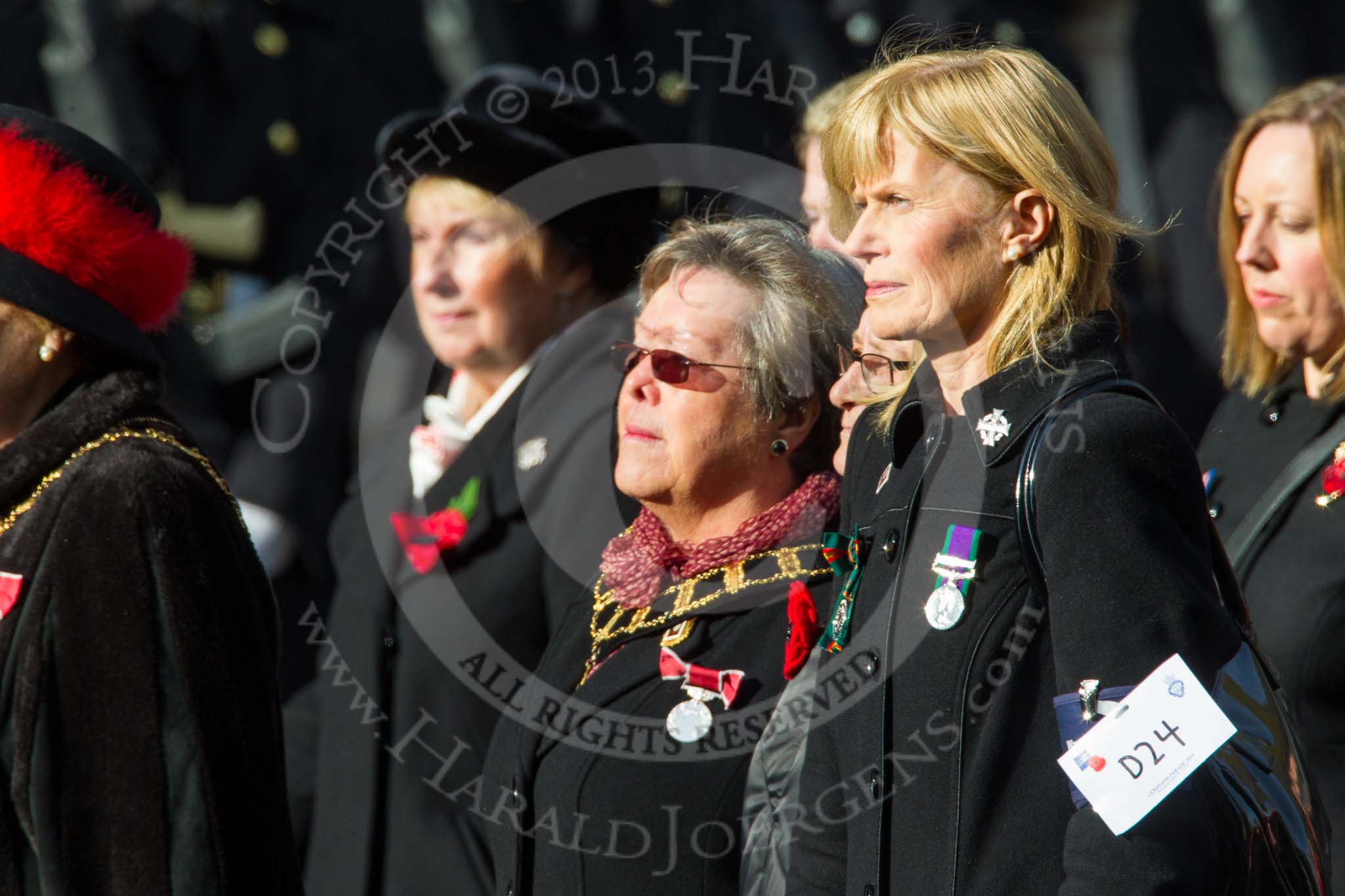 Remembrance Sunday at the Cenotaph in London 2014: Group D24 - War Widows Association.
Press stand opposite the Foreign Office building, Whitehall, London SW1,
London,
Greater London,
United Kingdom,
on 09 November 2014 at 11:47, image #436